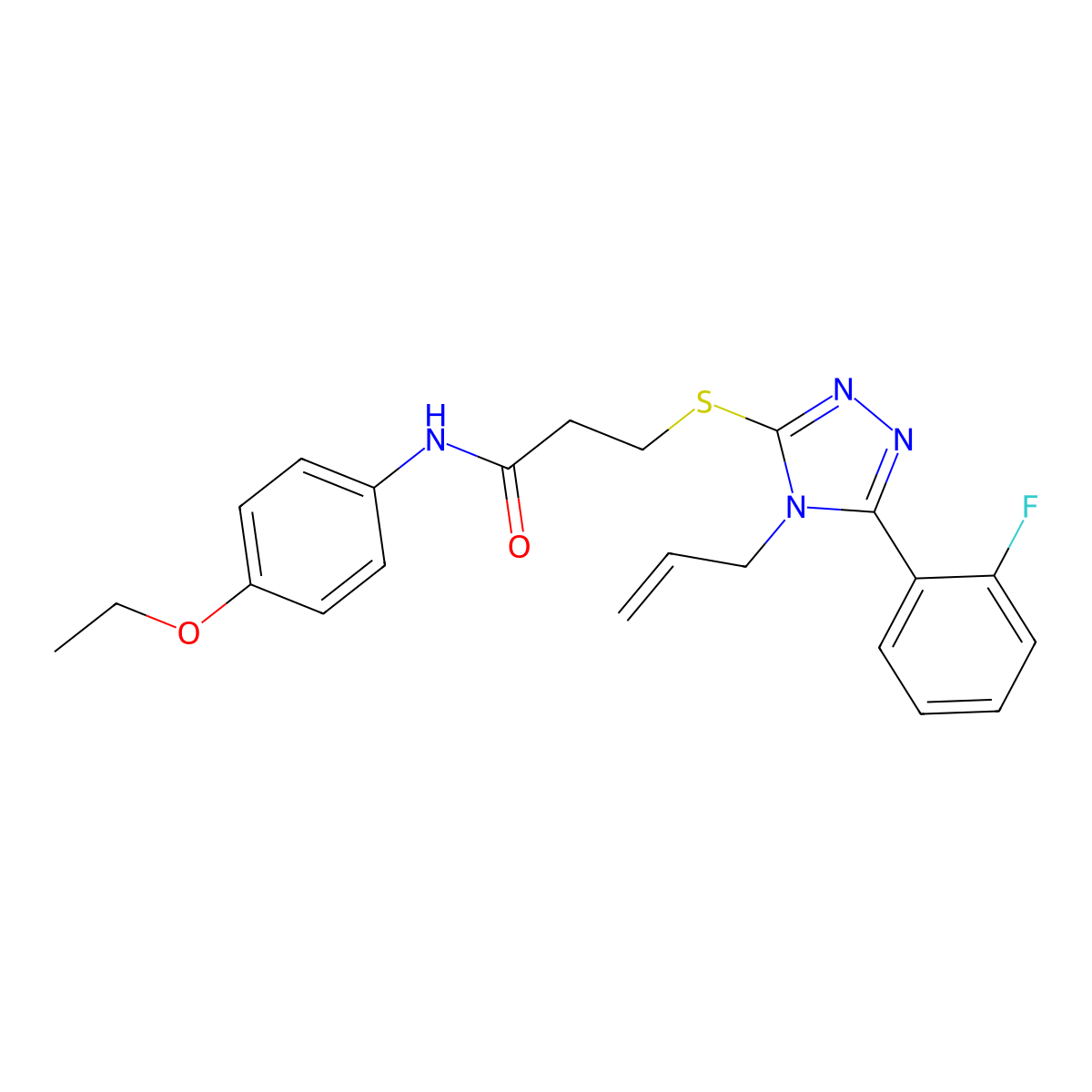 N-(4-ethoxyphenyl)-3-[[5-(2-fluorophenyl)-4-prop-2-enyl-1,2,4-triazol-3-yl]sulfanyl]propanamide molecular structure, CAS 792944-12-8