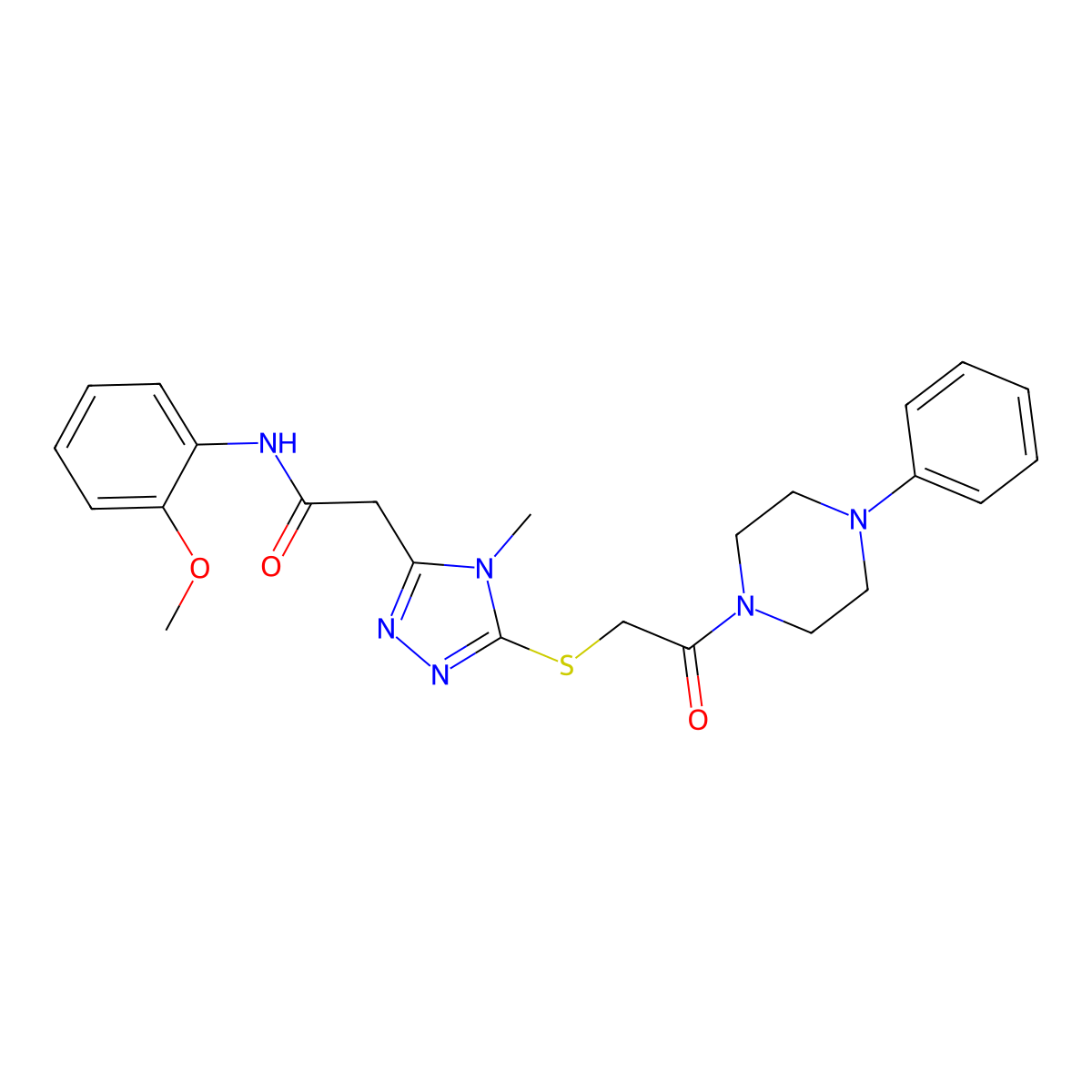 N-(2-methoxyphenyl)-2-[4-methyl-5-[2-oxo-2-(4-phenylpiperazin-1-yl)ethyl]sulfanyl-1,2,4-triazol-3-yl]acetamide molecular structure, CAS 792944-22-0