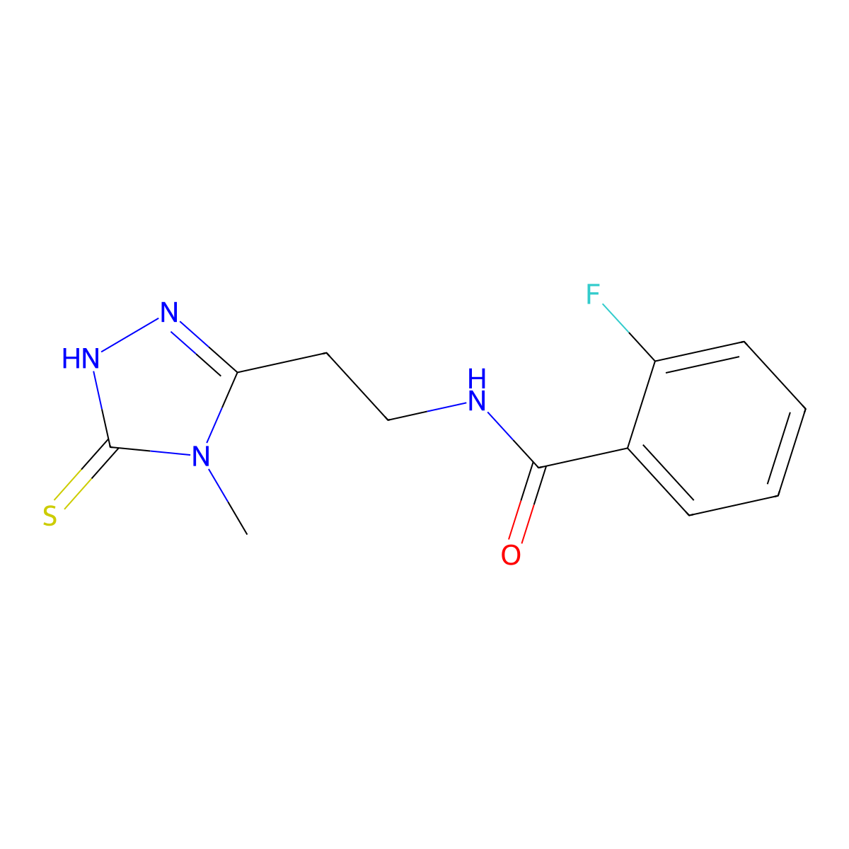 2-Fluoro-N-[2-(5-mercapto-4-methyl-4H-[1,2,4]triazol-3-yl)-ethyl]-benzamide molecular structure, CAS 792944-42-4