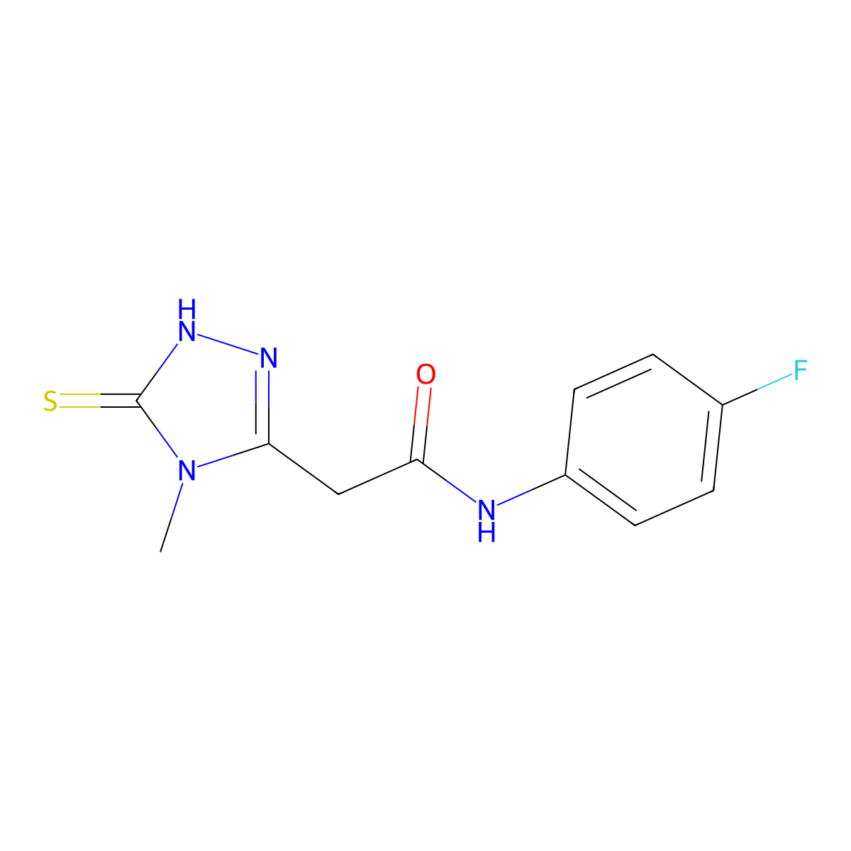 N-(4-Fluoro-phenyl)-2-(5-mercapto-4-methyl-4H-[1,2,4]triazol-3-yl)-acetamide molecular structure, CAS 792944-66-2