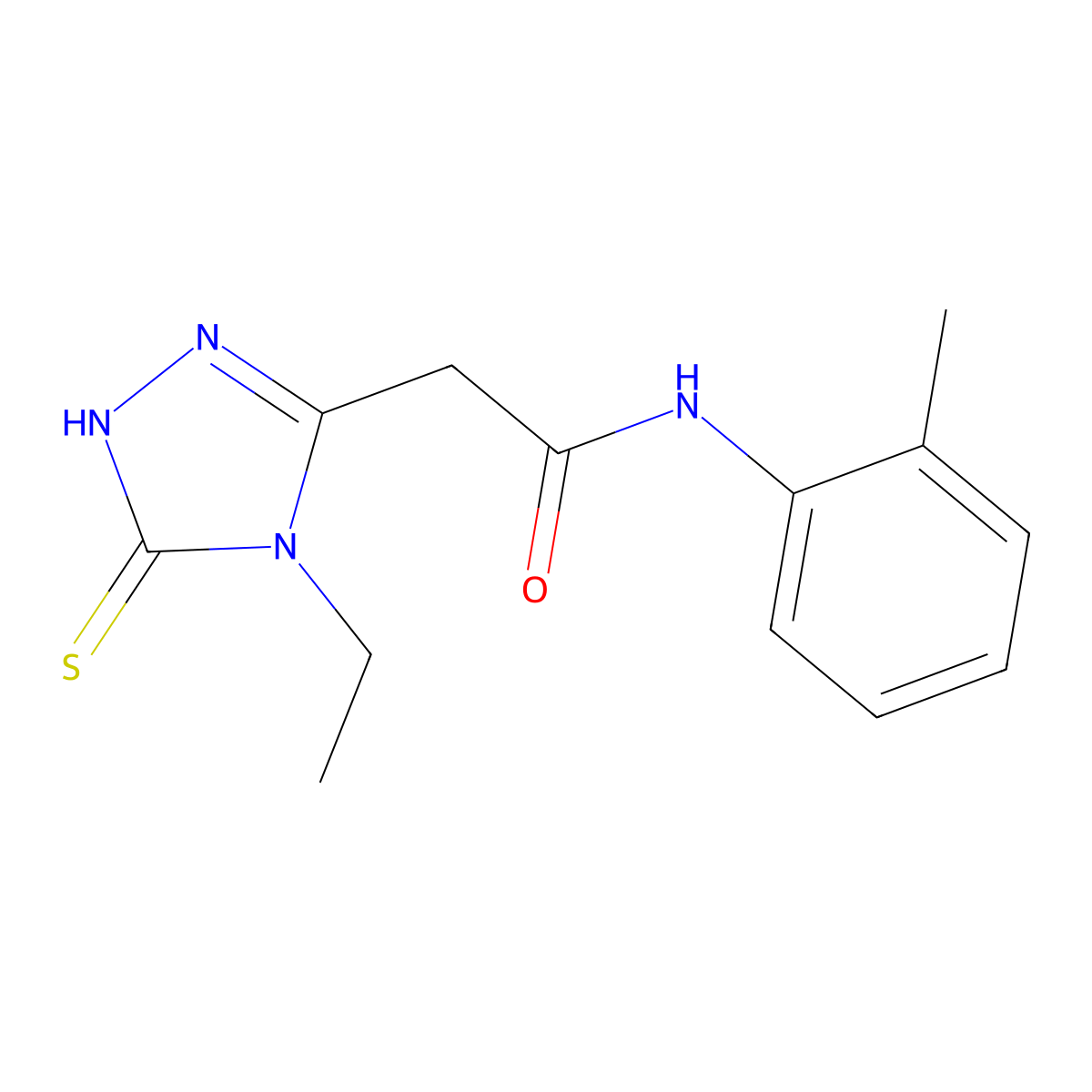 2-(4-Ethyl-5-mercapto-4H-[1,2,4]triazol-3-yl)-N-o-tolyl-acetamide molecular structure, CAS 792944-67-3