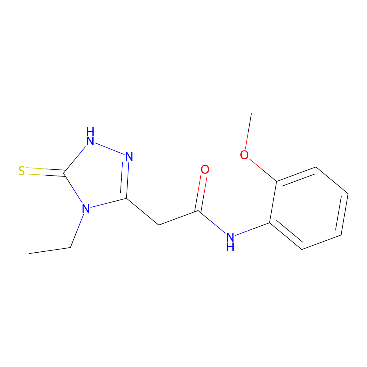 2-(4-Ethyl-5-mercapto-4H-[1,2,4]triazol-3-yl)-N-(2-methoxy-phenyl)-acetamide molecular structure, CAS 792944-69-5