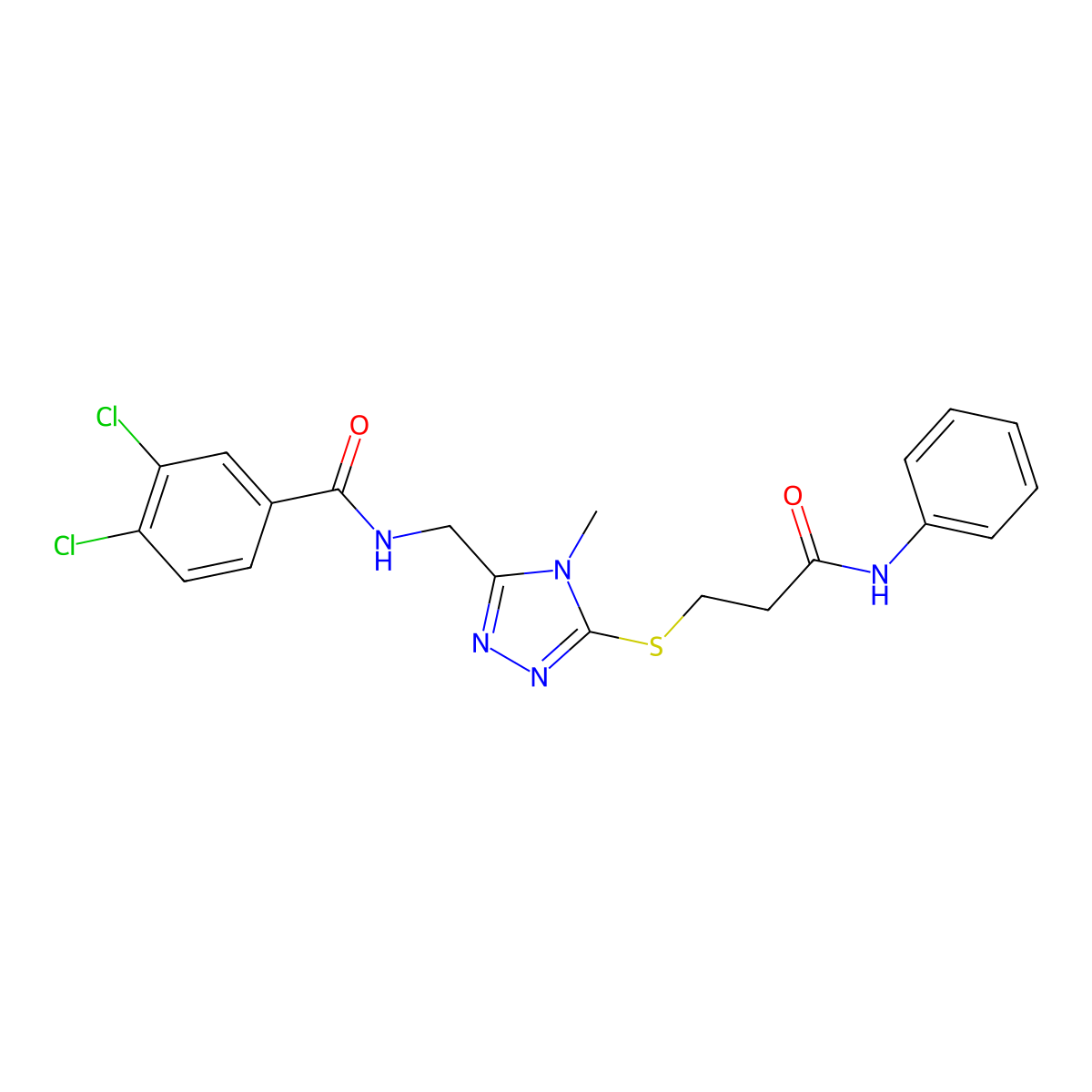 N-[[5-(3-anilino-3-oxopropyl)sulfanyl-4-methyl-1,2,4-triazol-3-yl]methyl]-3,4-dichlorobenzamide molecular structure, CAS 792944-84-4