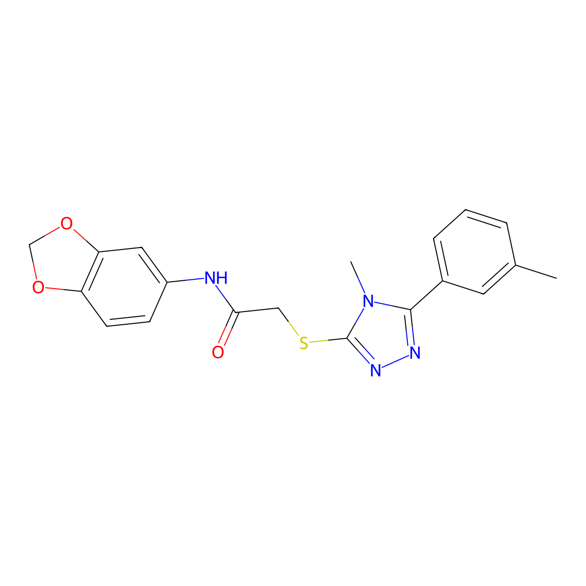 N-(1,3-benzodioxol-5-yl)-2-[[4-methyl-5-(3-methylphenyl)-1,2,4-triazol-3-yl]sulfanyl]acetamide molecular structure, CAS 792944-85-5