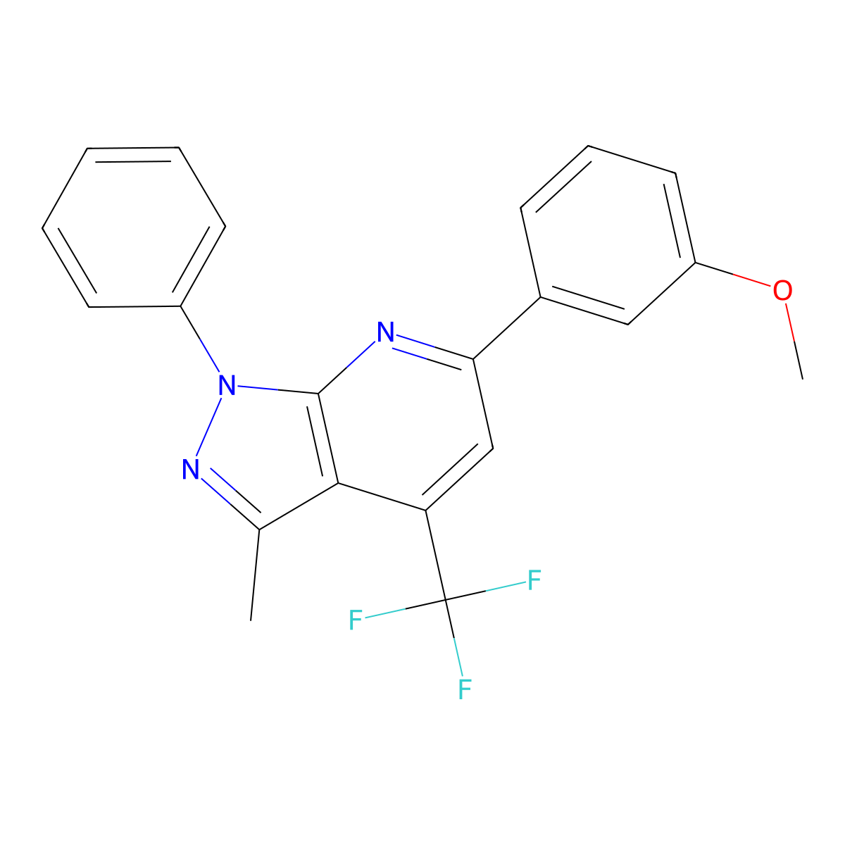 6-(3-Methoxyphenyl)-3-methyl-1-phenyl-4-(trifluoromethyl)pyrazolo[3,4-b]pyridine molecular structure, CAS 792945-05-2