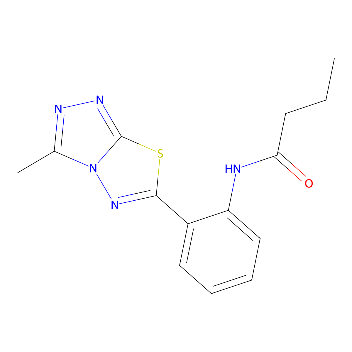 N-[2-(3-methyl[1,2,4]triazolo[3,4-b][1,3,4]thiadiazol-6-yl)phenyl]butanamide molecular structure, CAS 792945-40-5