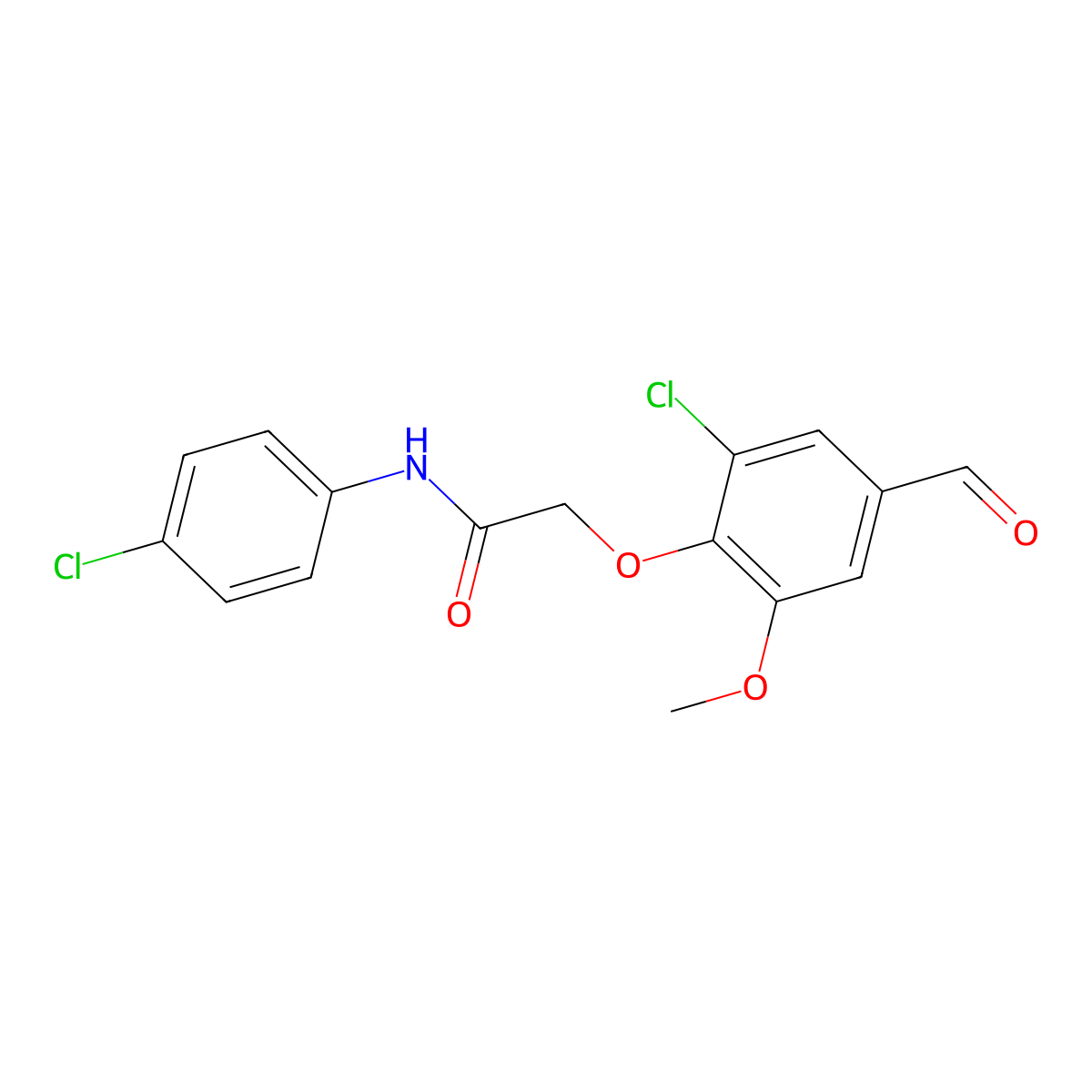 2-(2-chloro-4-formyl-6-methoxyphenoxy)-N-(4-chlorophenyl)acetamide molecular structure, CAS 792945-82-5