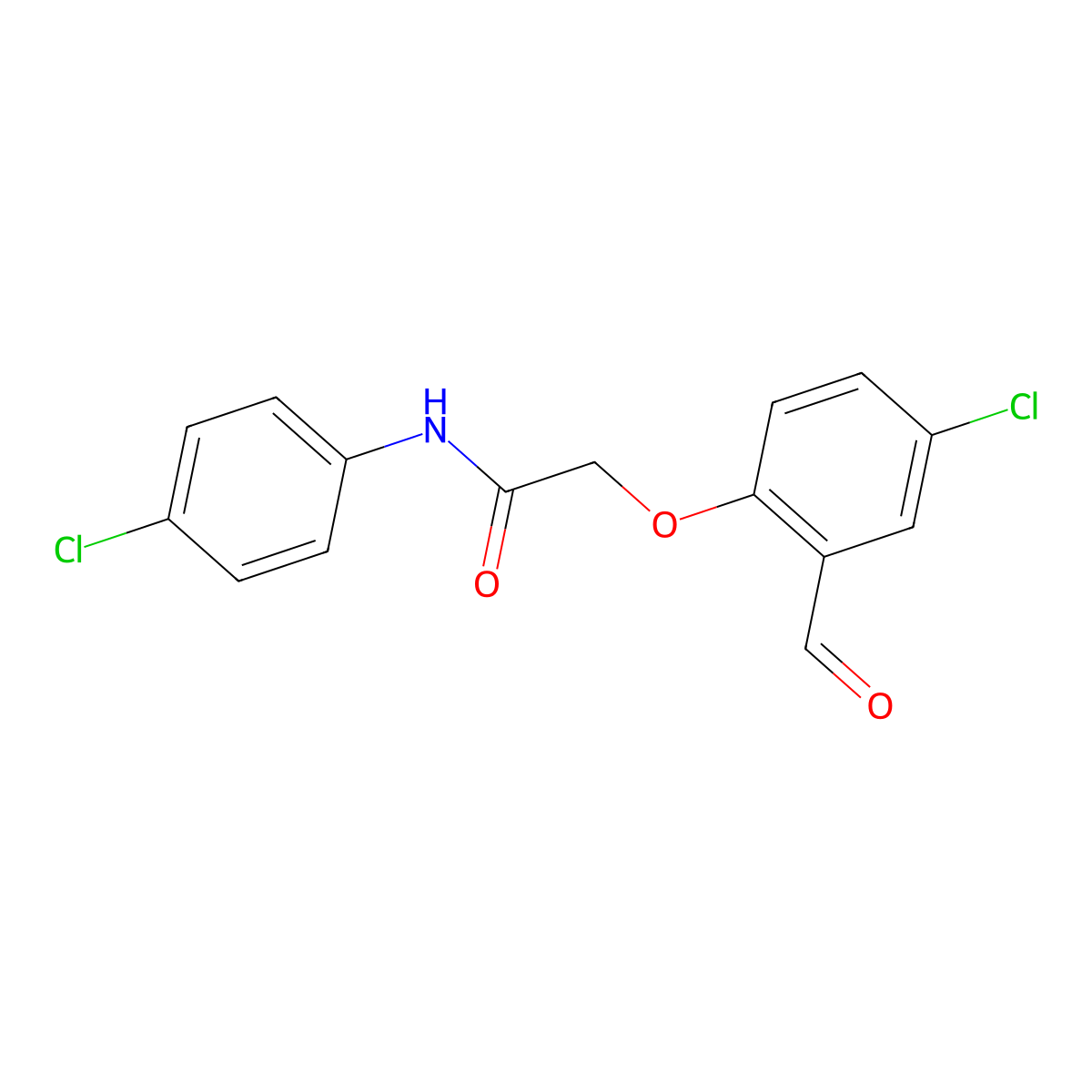2-(4-chloro-2-formylphenoxy)-N-(4-chlorophenyl)acetamide molecular structure, CAS 792945-84-7