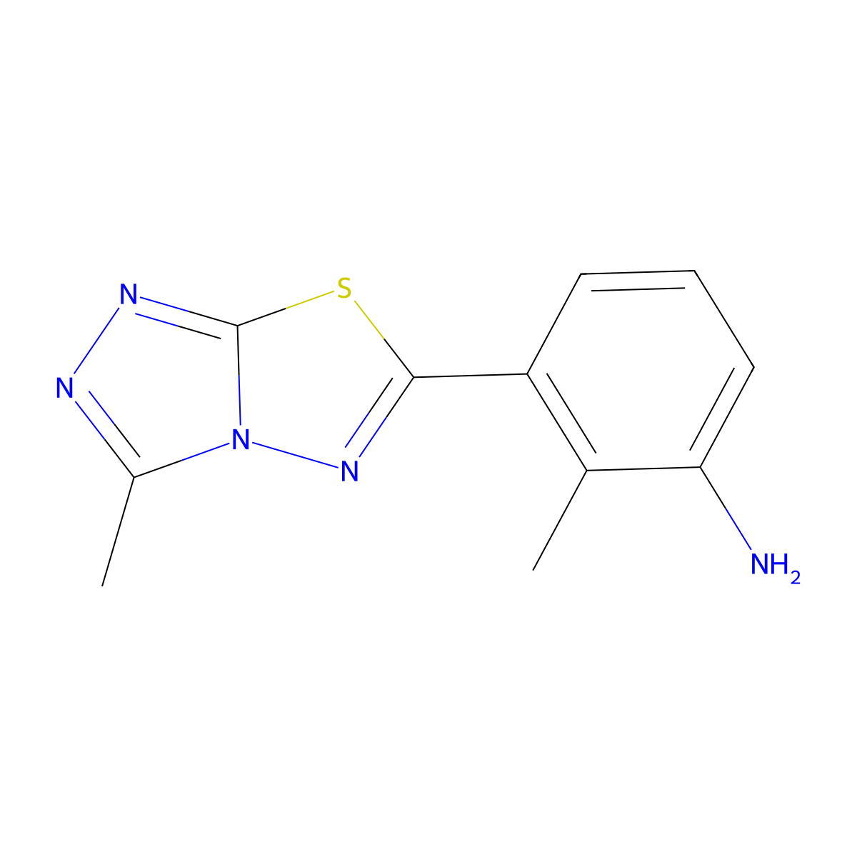 2-Methyl-3-(3-methyl-[1,2,4]triazolo[3,4-b][1,3,4]thiadiazol-6-yl)aniline molecular structure, CAS 792946-08-8
