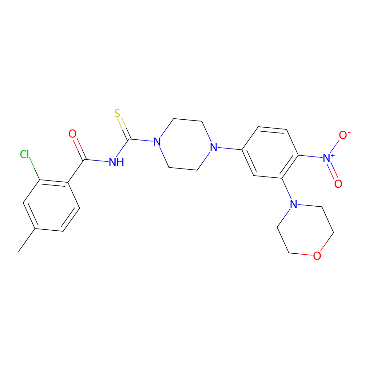 2-chloro-4-methyl-N-[4-(3-morpholin-4-yl-4-nitrophenyl)piperazine-1-carbothioyl]benzamide molecular structure, CAS 792946-15-7