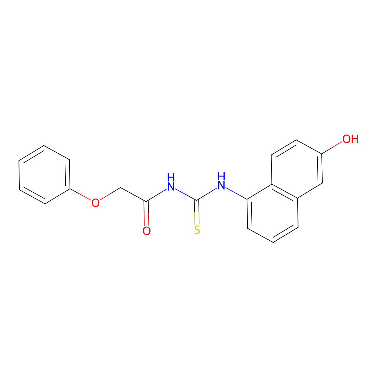 N-[(6-hydroxynaphthalen-1-yl)carbamothioyl]-2-phenoxyacetamide molecular structure, CAS 792946-21-5