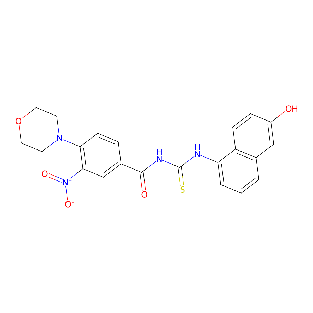 N-[(6-hydroxynaphthalen-1-yl)carbamothioyl]-4-morpholin-4-yl-3-nitrobenzamide molecular structure, CAS 792946-22-6