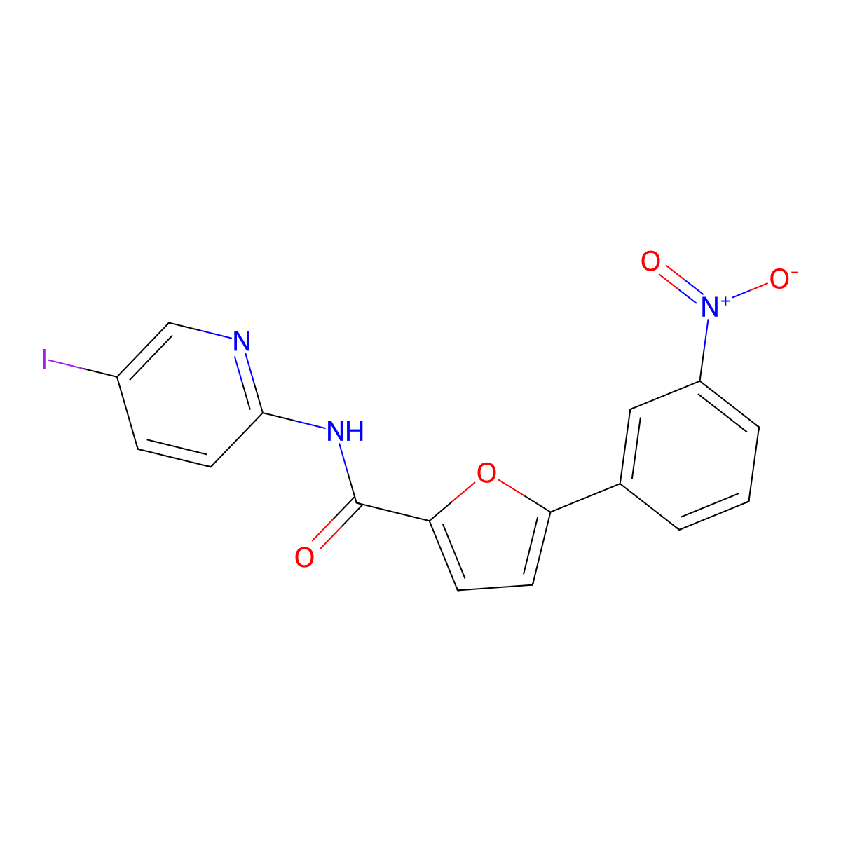 N-(5-iodopyridin-2-yl)-5-(3-nitrophenyl)furan-2-carboxamide molecular structure, CAS 792946-24-8