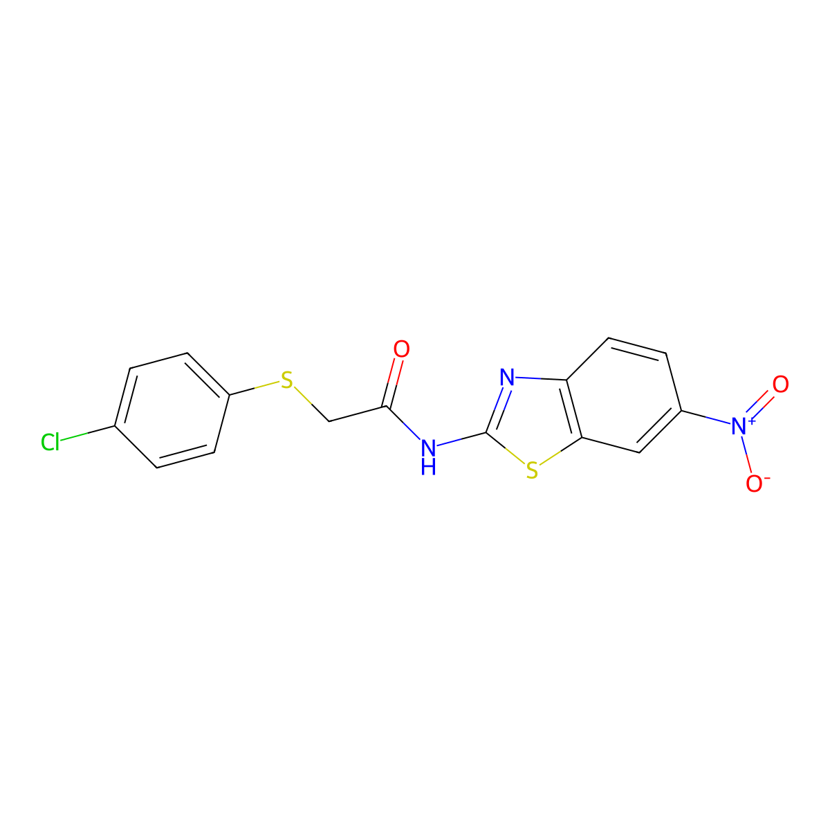 2-((4-chlorophenyl)thio)-N-(6-nitrobenzo[d]thiazol-2-yl)acetamide molecular structure, CAS 792946-46-4