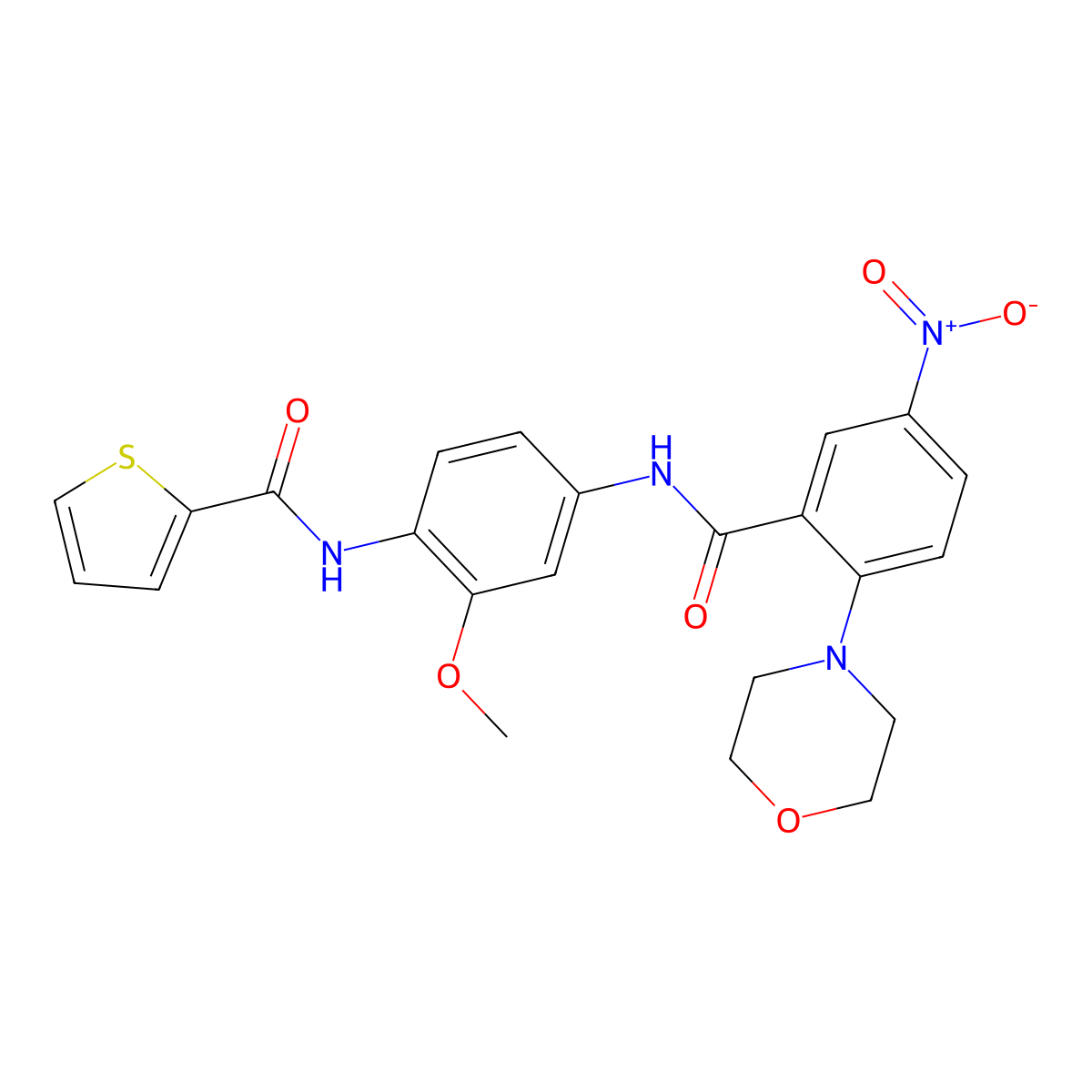N-[2-methoxy-4-[(2-morpholin-4-yl-5-nitrobenzoyl)amino]phenyl]thiophene-2-carboxamide molecular structure, CAS 792946-53-3