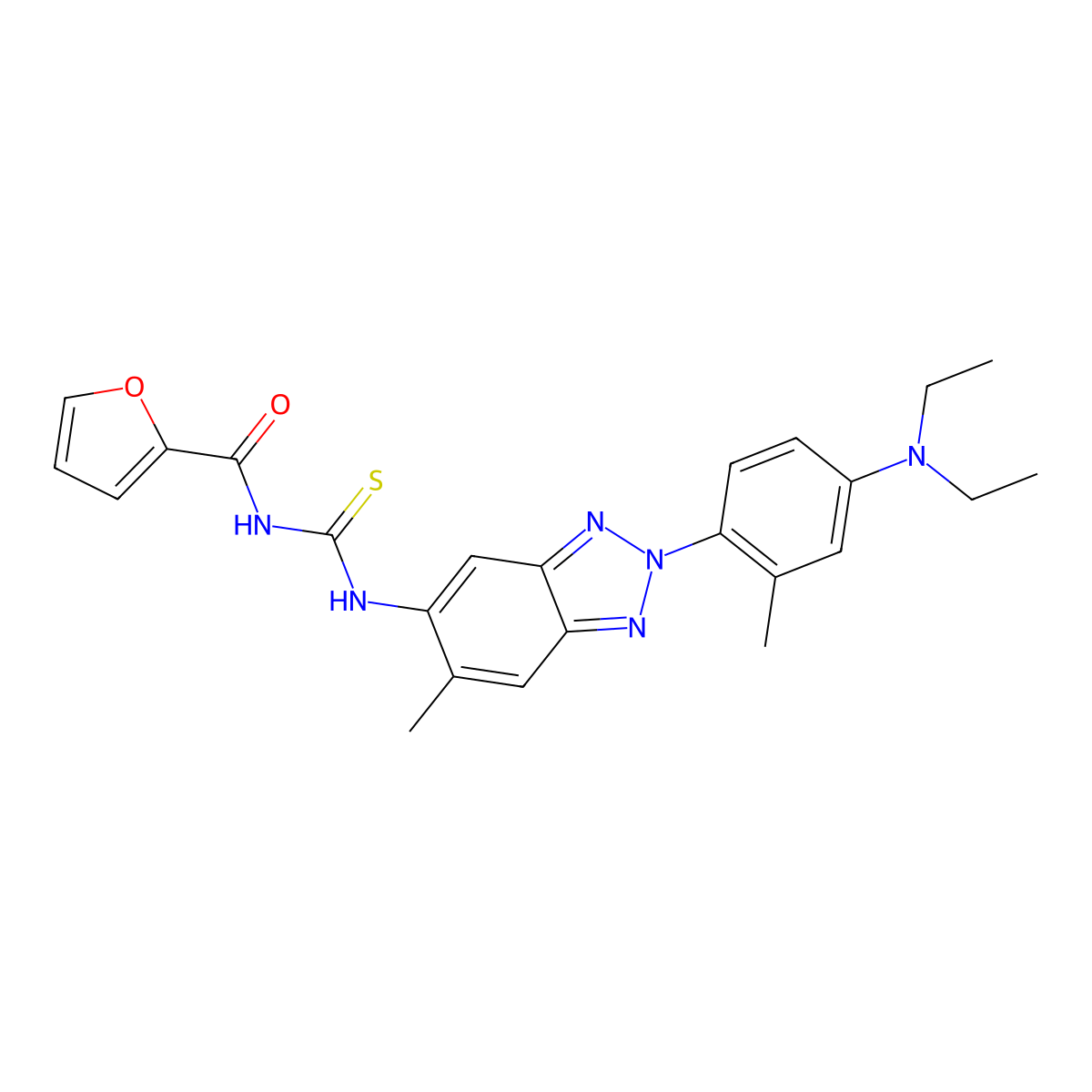 N-[[2-[4-(diethylamino)-2-methylphenyl]-6-methylbenzotriazol-5-yl]carbamothioyl]furan-2-carboxamide molecular structure, CAS 792946-67-9
