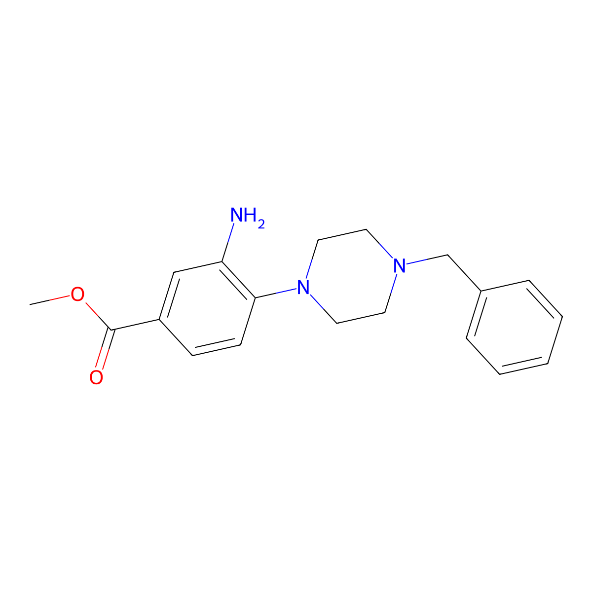 Methyl 3-amino-4-(4-benzylpiperazin-1-yl)benzoate molecular structure, CAS 792946-68-0