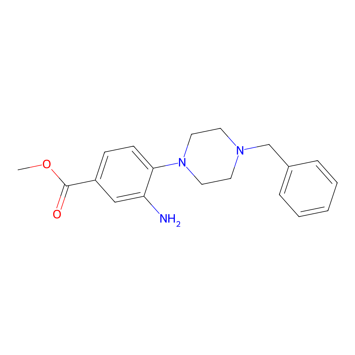 Methyl 3-amino-4-(4-benzylpiperazin-1-yl)benzoate molecular structure, CAS 792946-68-0