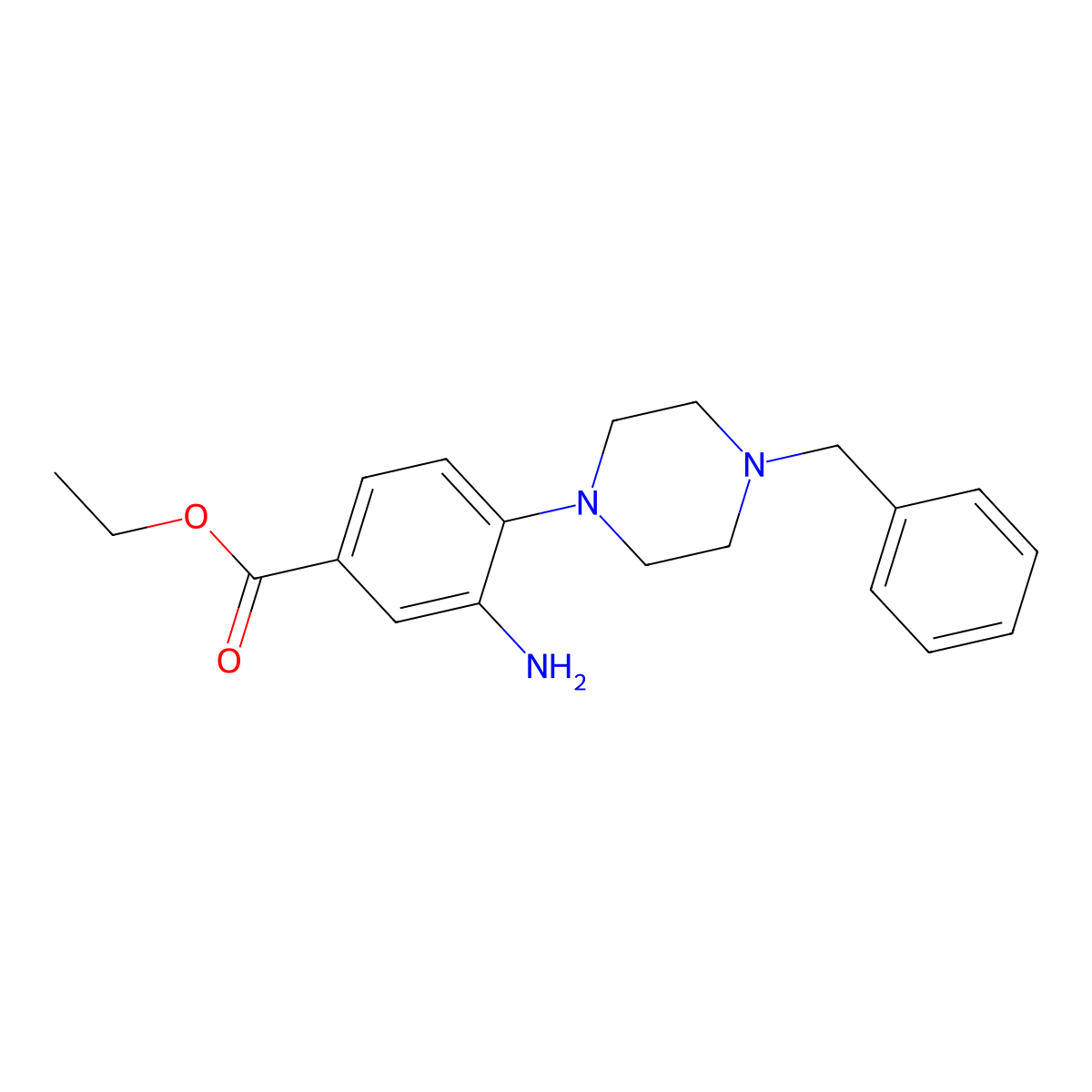 Ethyl 3-amino-4-(4-benzylpiperazin-1-yl)benzoate molecular structure, CAS 792946-69-1