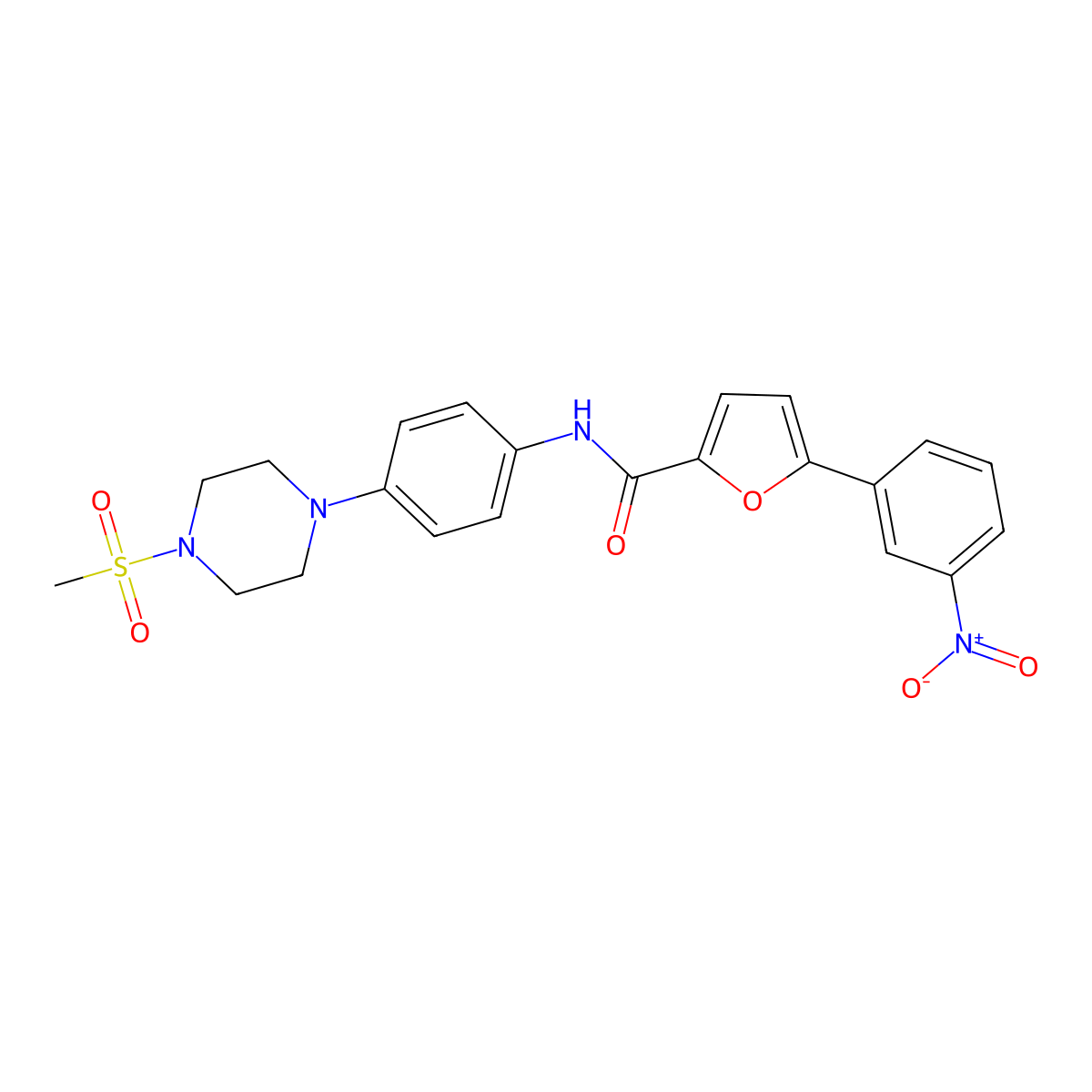 N-[4-(4-methylsulfonylpiperazin-1-yl)phenyl]-5-(3-nitrophenyl)furan-2-carboxamide molecular structure, CAS 792946-77-1