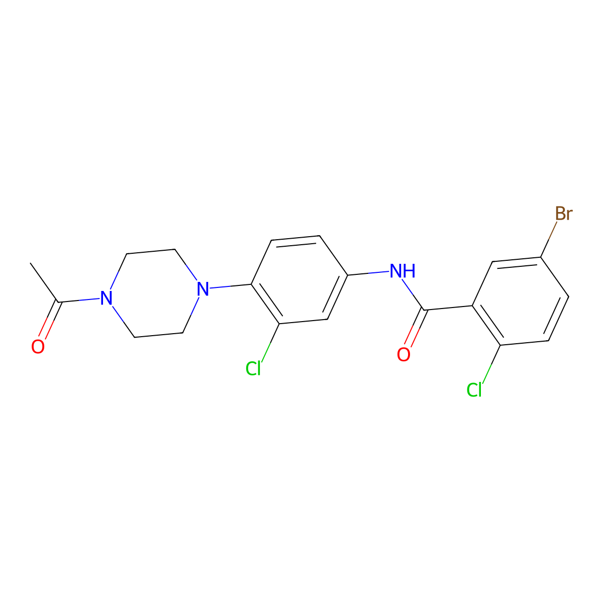 N-[4-(4-acetylpiperazin-1-yl)-3-chlorophenyl]-5-bromo-2-chlorobenzamide molecular structure, CAS 792946-78-2