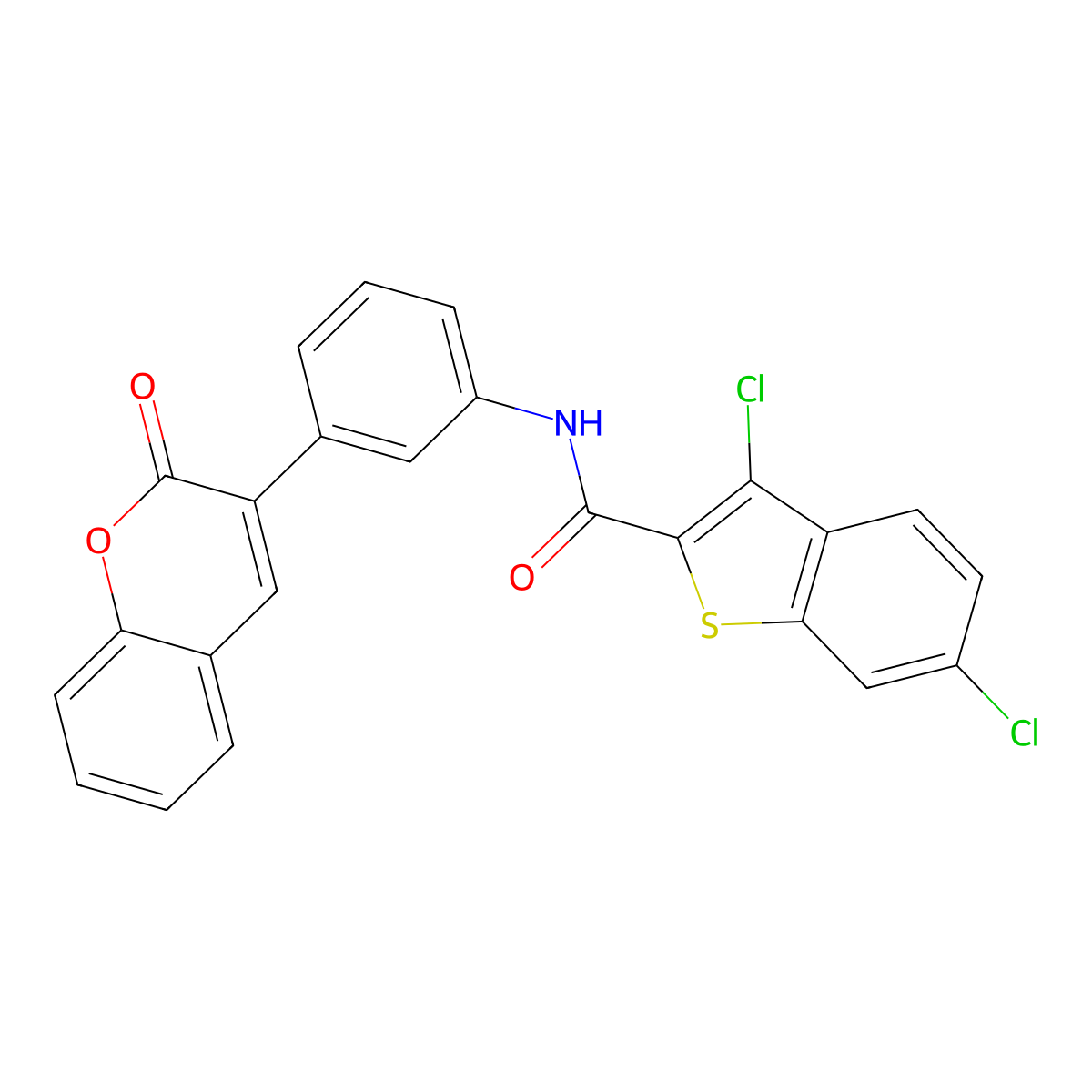 3,6-dichloro-N-[3-(2-oxo-2H-chromen-3-yl)phenyl]-1-benzothiophene-2-carboxamide molecular structure, CAS 792946-79-3