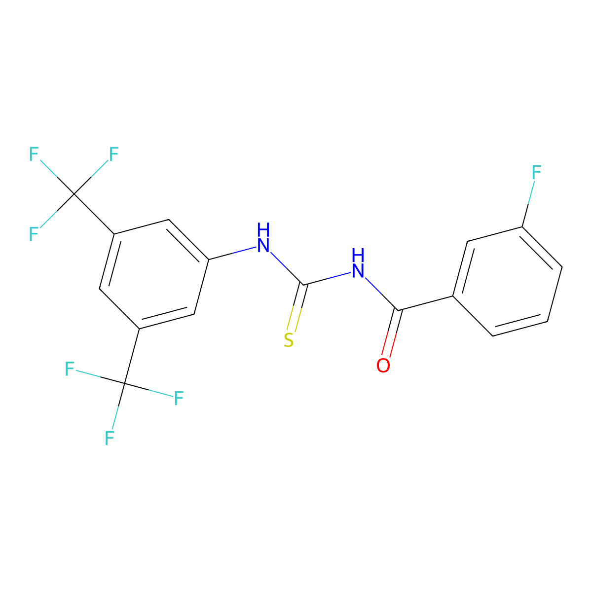 N-[[3,5-bis(trifluoromethyl)phenyl]carbamothioyl]-3-fluorobenzamide molecular structure, CAS 792946-84-0