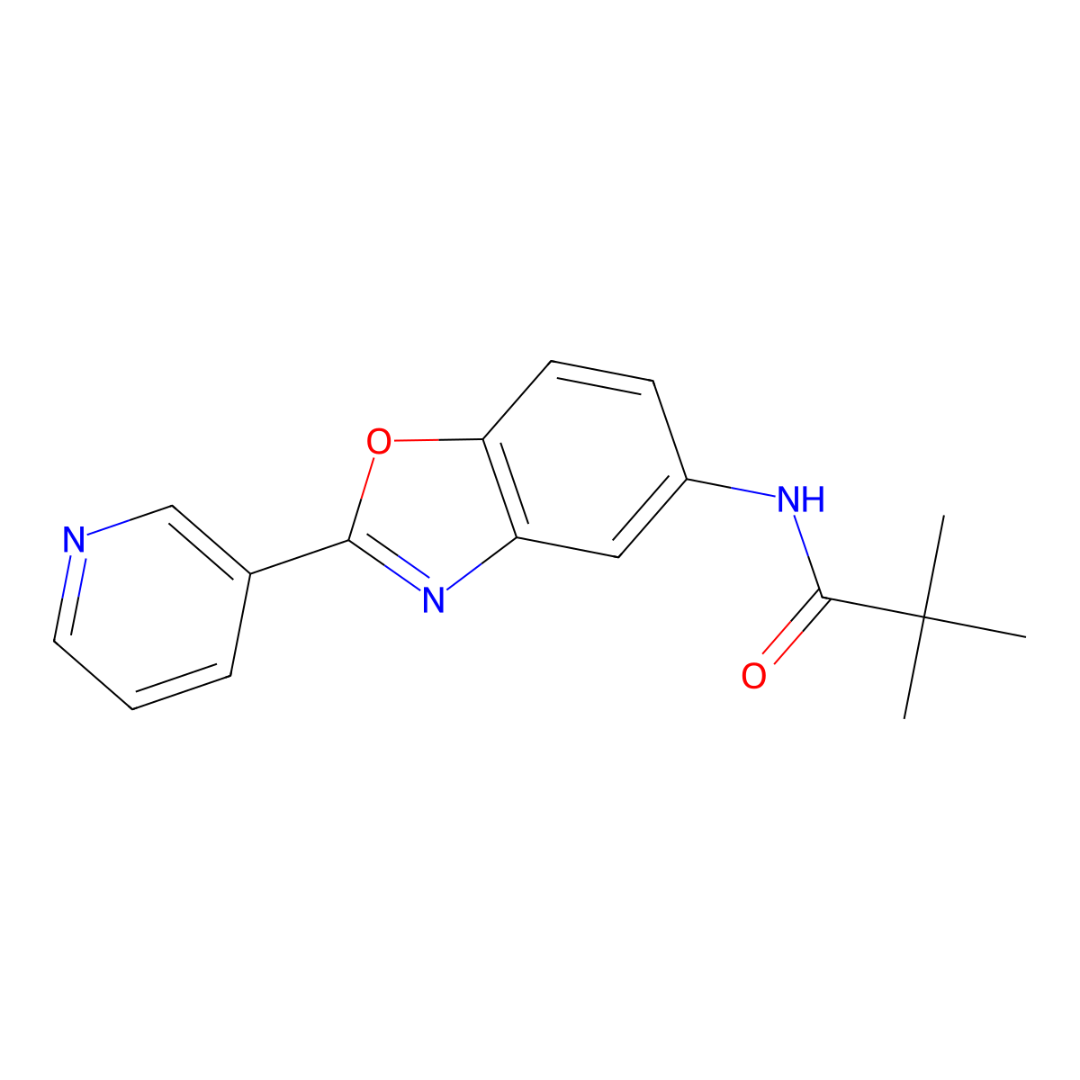 2,2-dimethyl-N-(2-pyridin-3-yl-1,3-benzoxazol-5-yl)propanamide molecular structure, CAS 792946-92-0