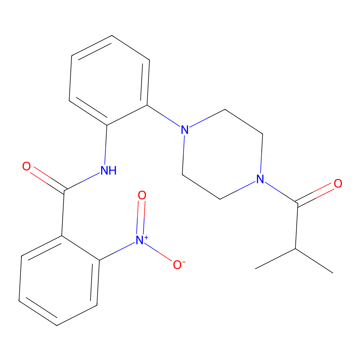 N-[2-[4-(2-methylpropanoyl)piperazin-1-yl]phenyl]-2-nitrobenzamide molecular structure, CAS 792947-35-4