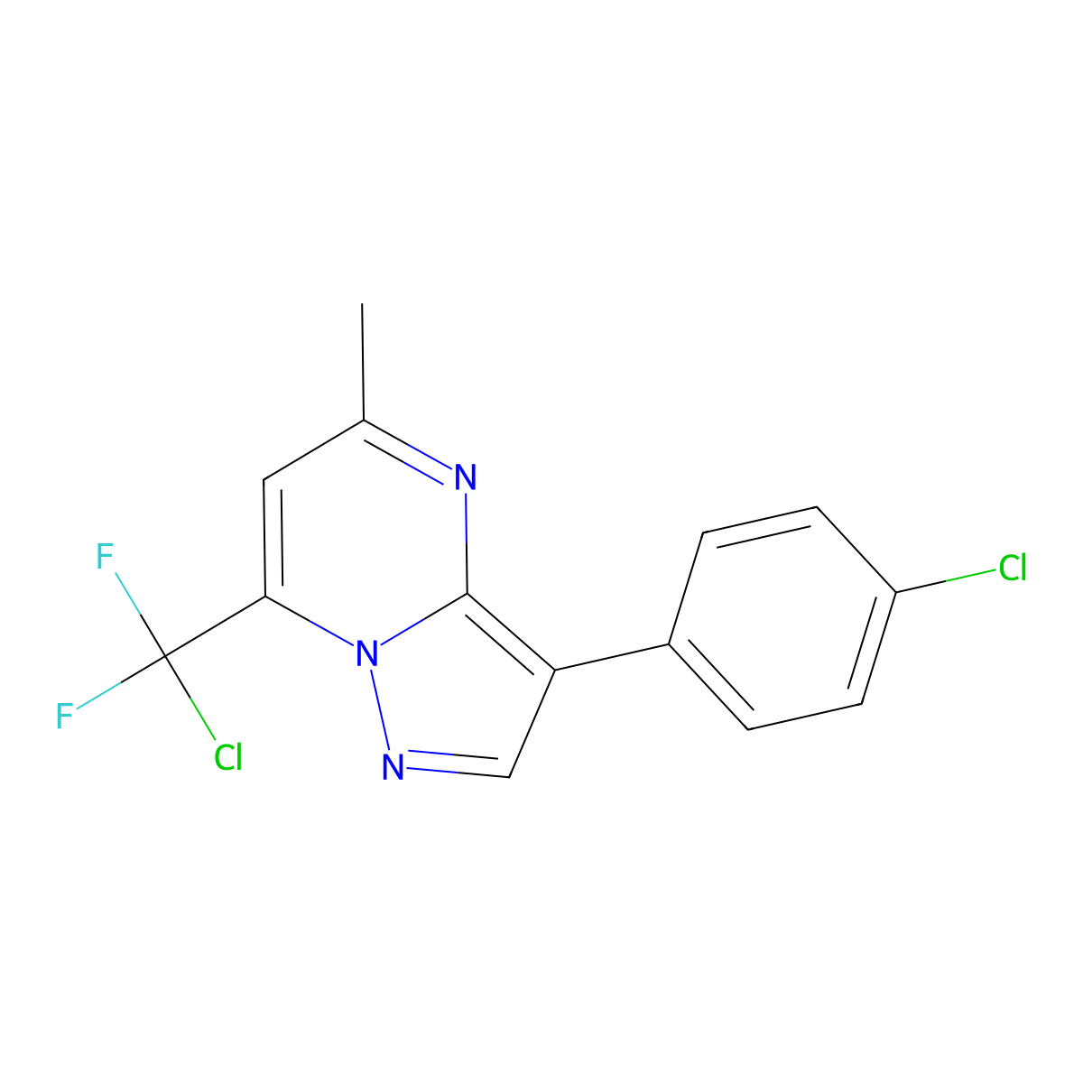 7-[Chloro(difluoro)methyl]-3-(4-chlorophenyl)-5-methylpyrazolo[1,5-a]pyrimidine molecular structure, CAS 792947-46-7