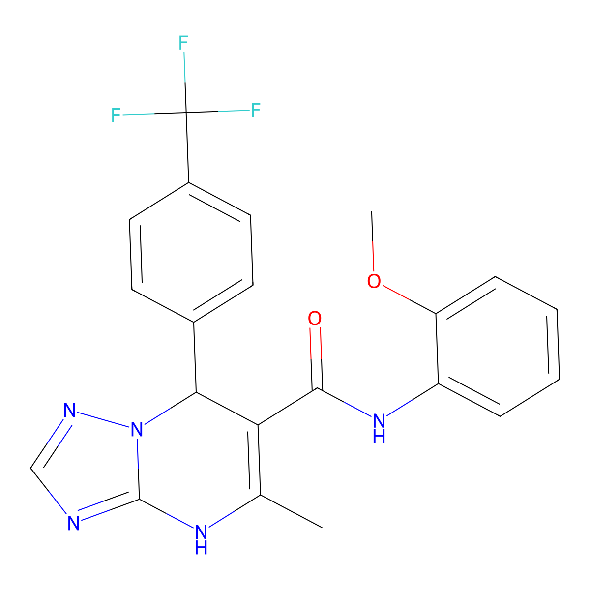 N-(2-methoxyphenyl)-5-methyl-7-[4-(trifluoromethyl)phenyl]-4,7-dihydro[1,2,4]triazolo[1,5-a]pyrimidine-6-carboxamide molecular structure, CAS 792947-51-4