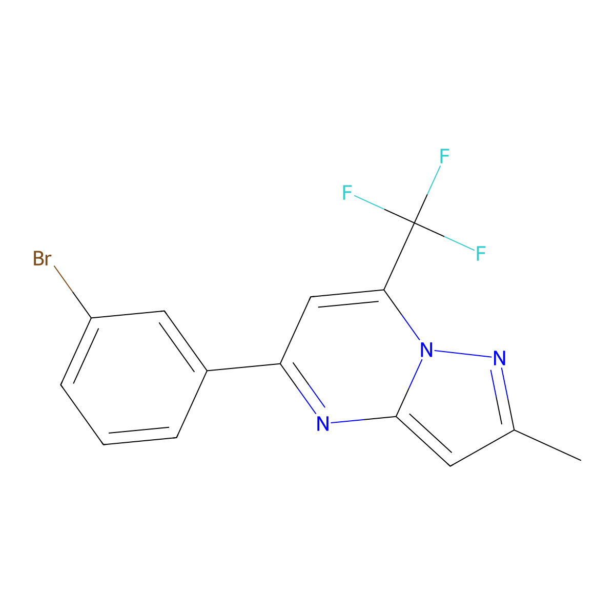 5-(3-Bromophenyl)-2-methyl-7-(trifluoromethyl)pyrazolo[1,5-a]pyrimidine molecular structure, CAS 792947-56-9