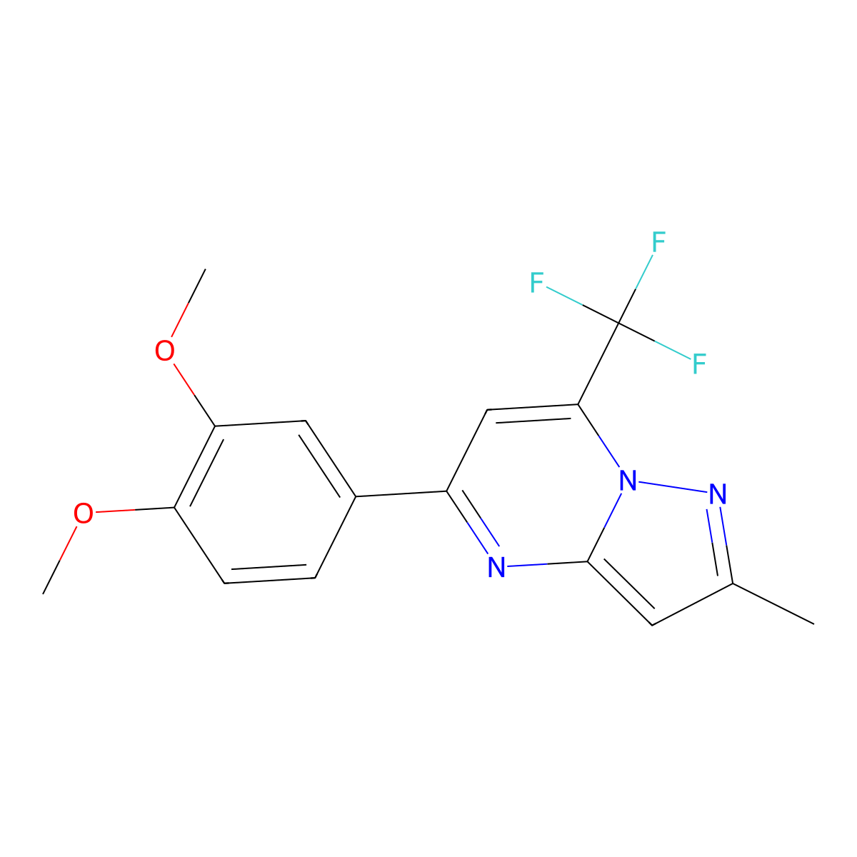 5-(3,4-Dimethoxyphenyl)-2-methyl-7-(trifluoromethyl)pyrazolo[1,5-a]pyrimidine molecular structure, CAS 792947-57-0