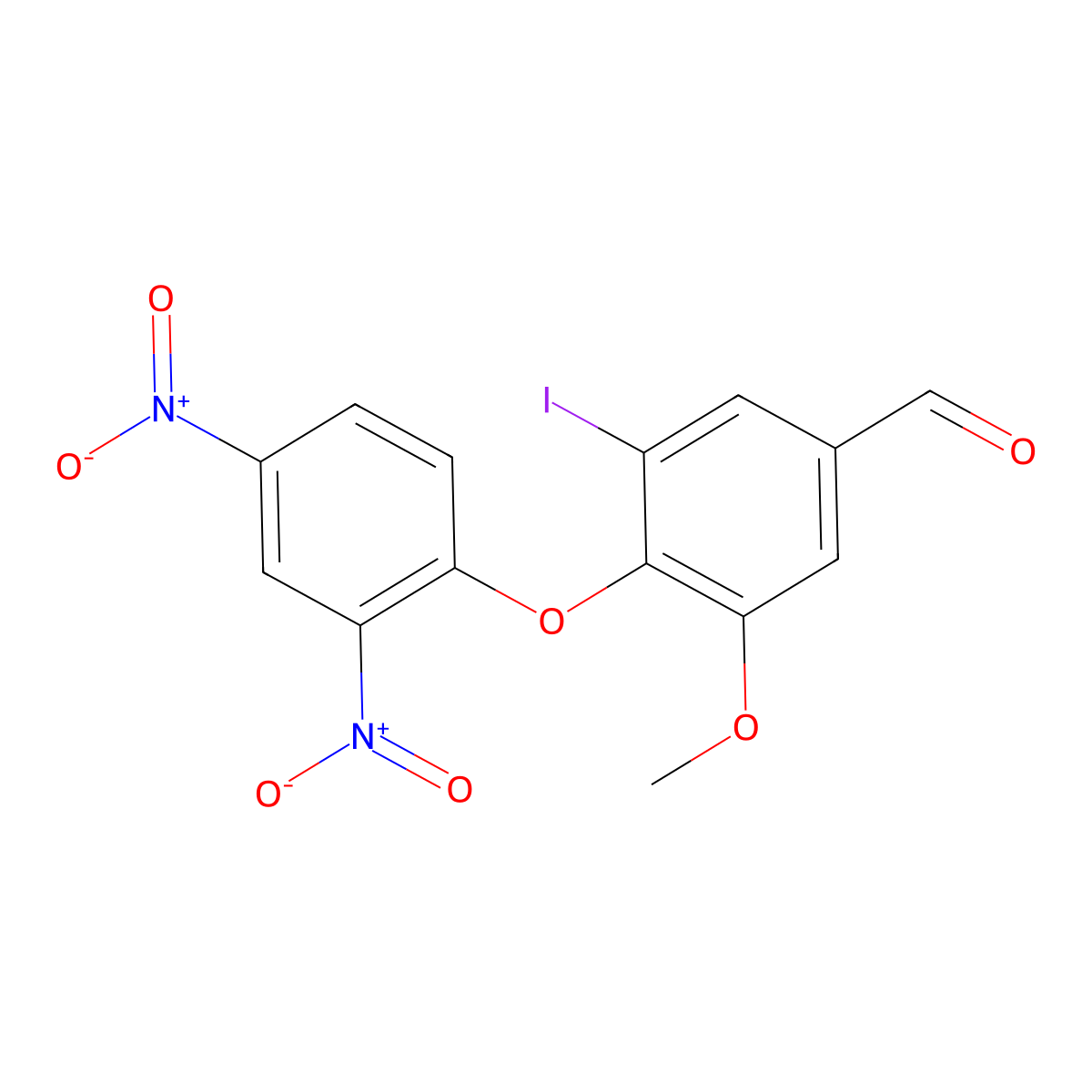 4-(2,4-Dinitrophenoxy)-3-iodo-5-methoxybenzaldehyde molecular structure, CAS 792947-74-1