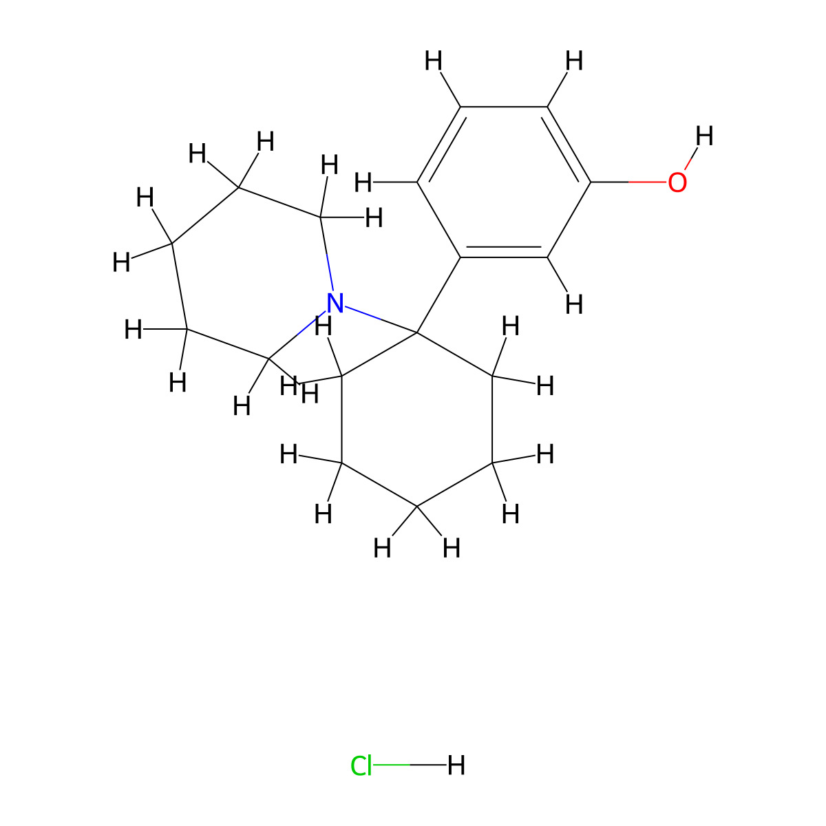 3-Hydroxyphencyclidine hydrochloride molecular structure, CAS 79295-51-5