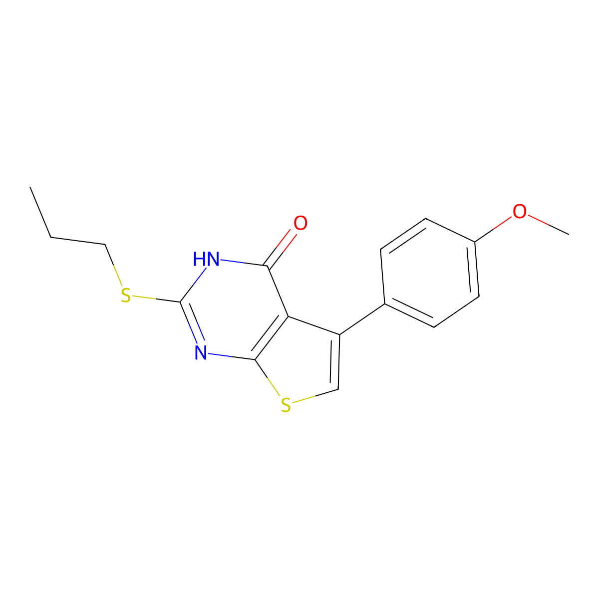 5-(4-methoxyphenyl)-2-(propylsulfanyl)thieno[2,3-d]pyrimidin-4(3H)-one molecular structure, CAS 792952-13-7
