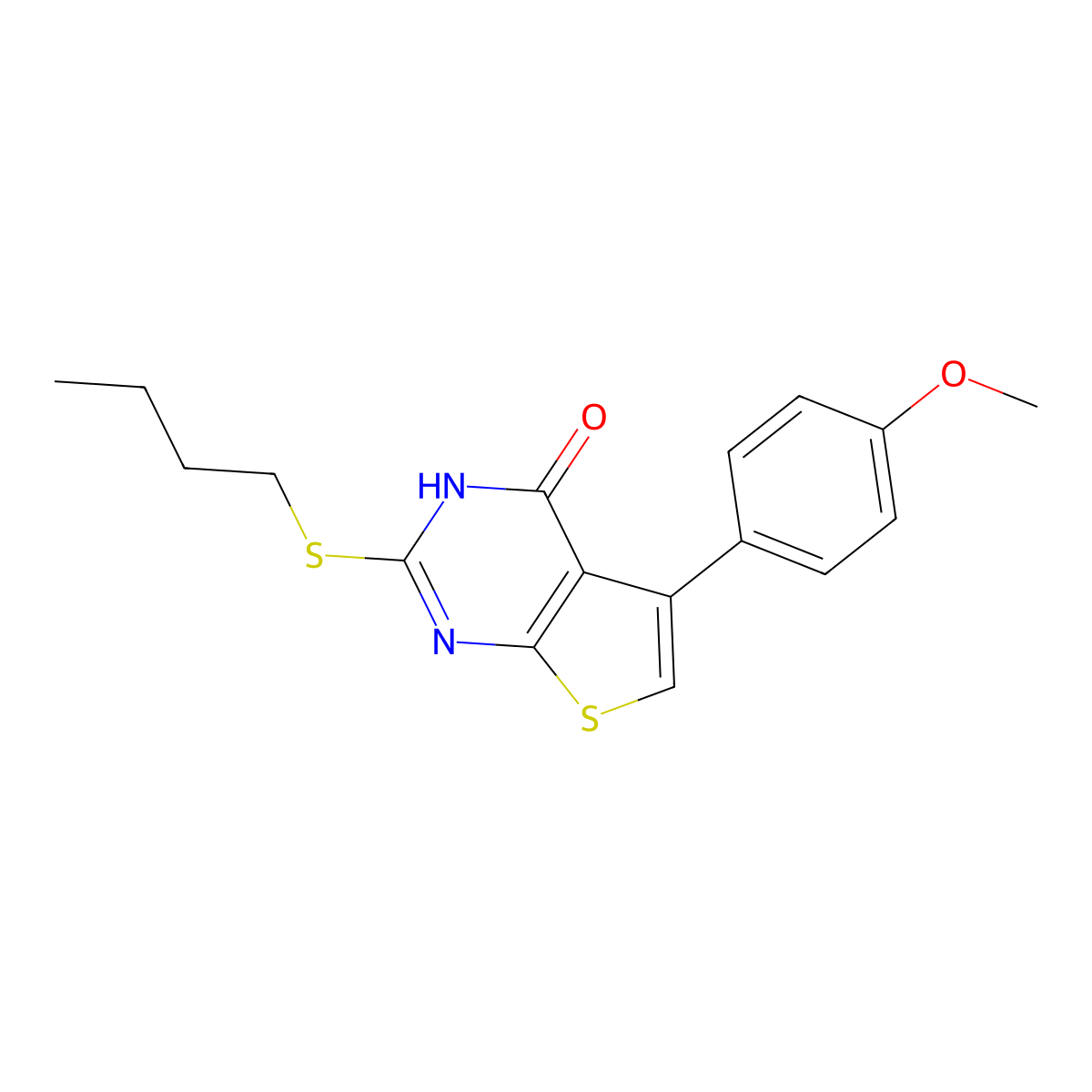 2-(butylsulfanyl)-5-(4-methoxyphenyl)thieno[2,3-d]pyrimidin-4(3H)-one molecular structure, CAS 792952-14-8