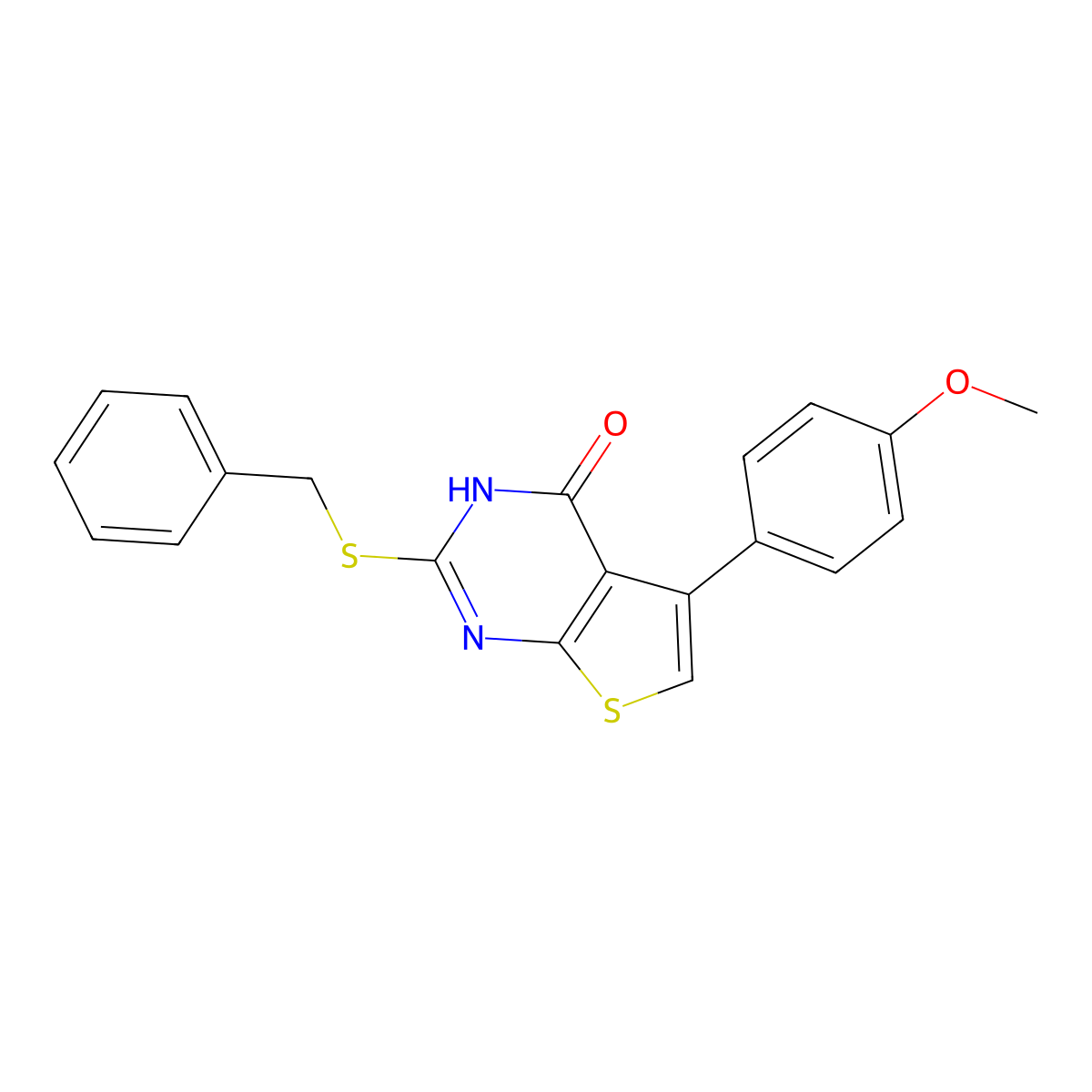2-(benzylsulfanyl)-5-(4-methoxyphenyl)thieno[2,3-d]pyrimidin-4(3H)-one molecular structure, CAS 792952-15-9