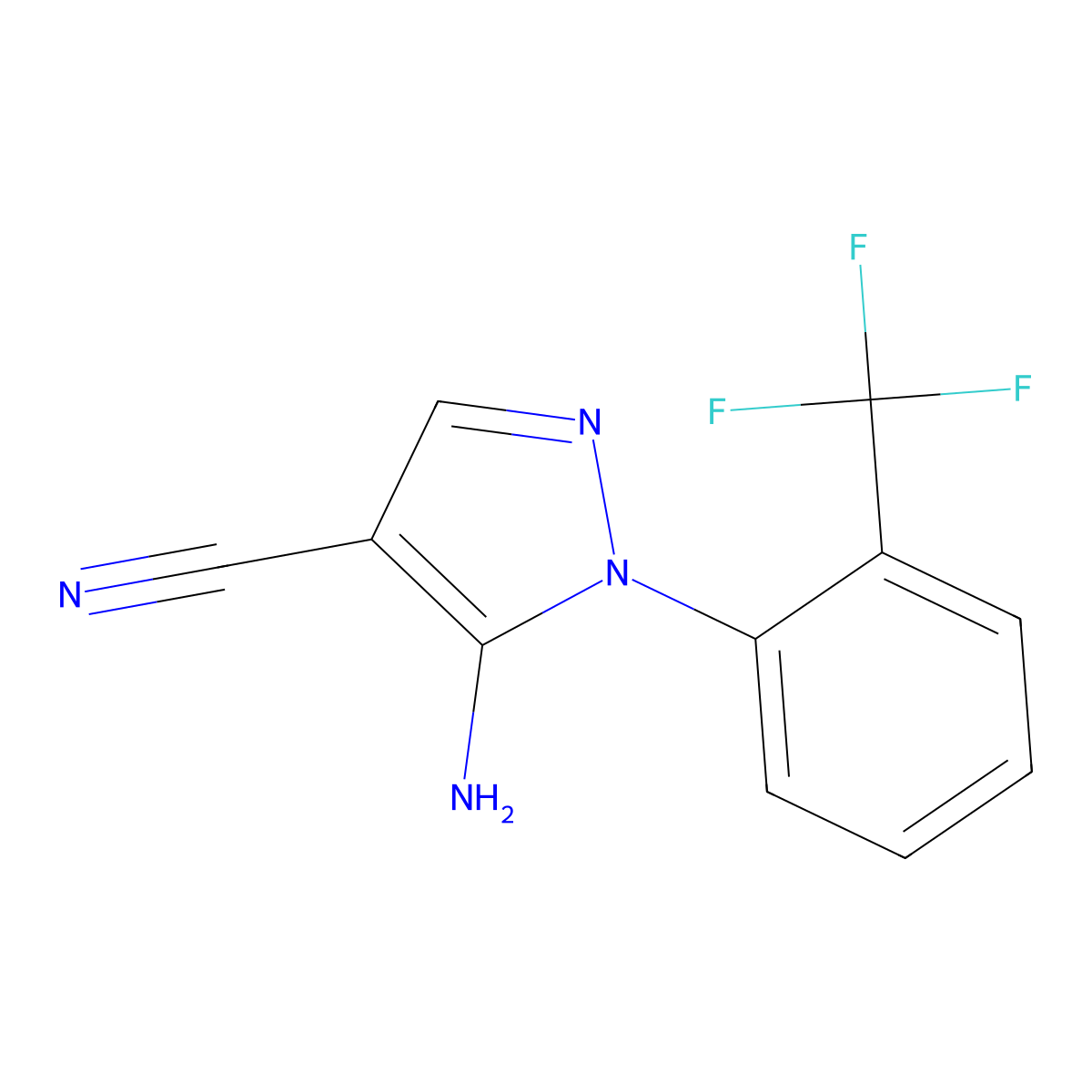 5-Amino-1-[2-(trifluoromethyl)phenyl]pyrazole-4-carbonitrile molecular structure, CAS 792953-04-9
