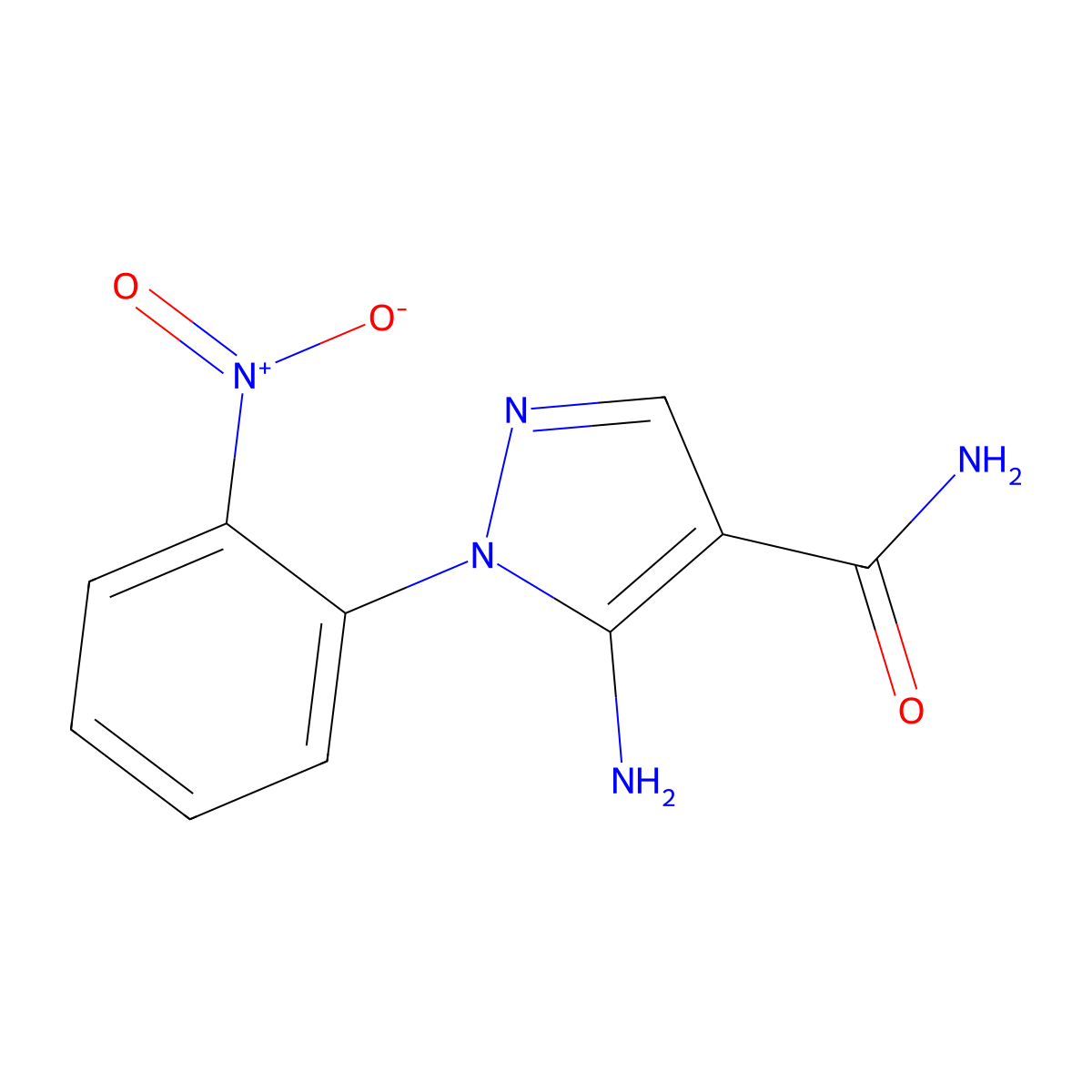 5-amino-1-(2-nitrophenyl)-1H-pyrazole-4-carboxamide molecular structure, CAS 792953-08-3