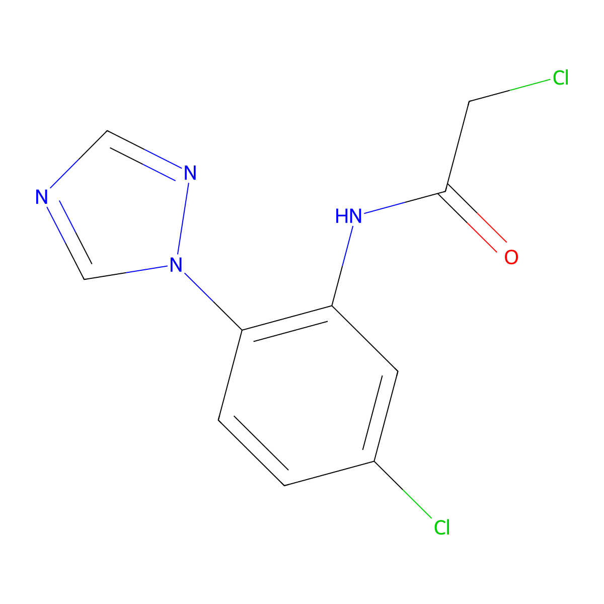 2-chloro-N-[5-chloro-2-(1H-1,2,4-triazol-1-yl)phenyl]acetamide molecular structure, CAS 792953-83-4