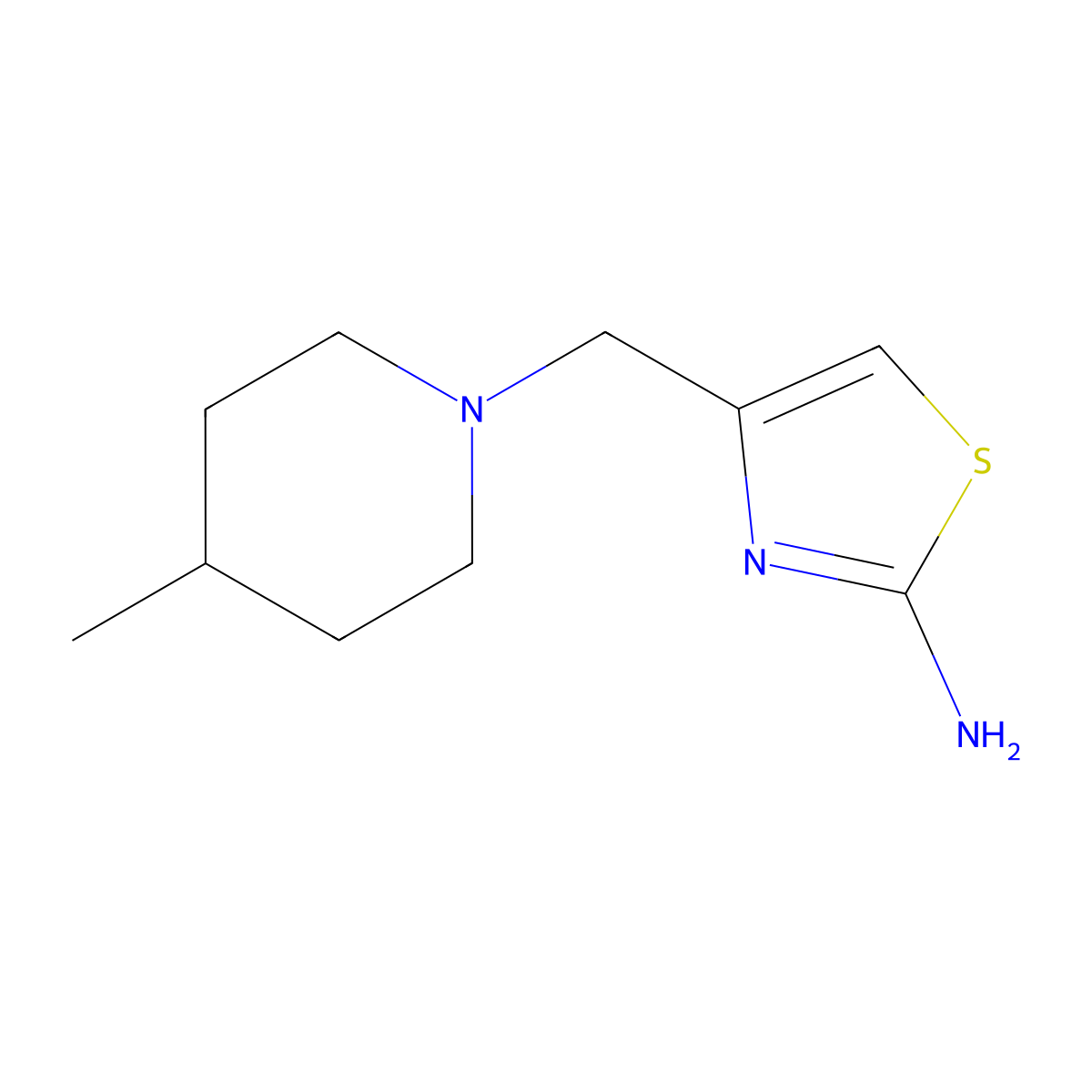 4-[(4-Methylpiperidin-1-yl)methyl]-1,3-thiazol-2-amine molecular structure, CAS 792954-13-3