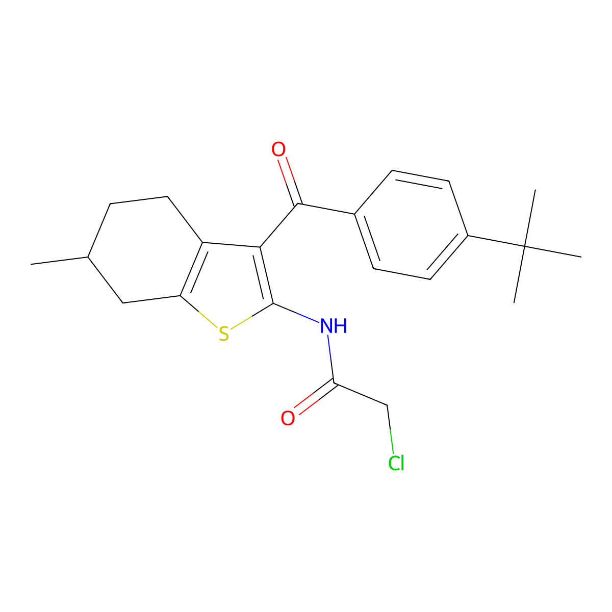 N-(3-(4-tert-butylbenzoyl)-6-methyl-4,5,6,7-tetrahydro-1-benzothiophen-2-yl)-2-chloroacetamide molecular structure, CAS 792954-17-7