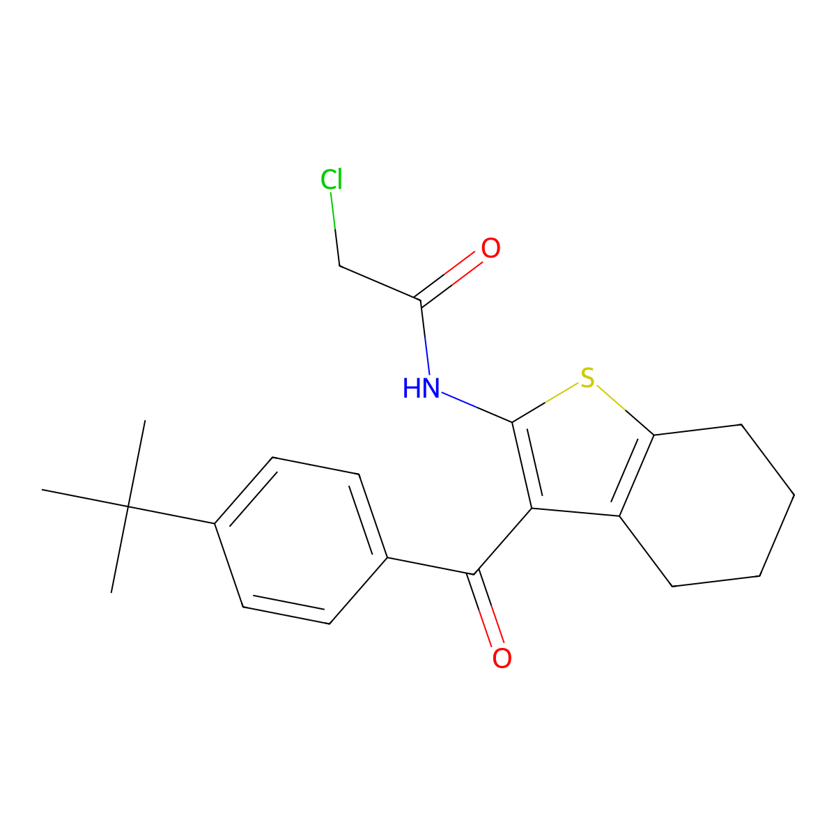 N-[3-(4-tert-butylbenzoyl)-4,5,6,7-tetrahydro-1-benzothiophen-2-yl]-2-chloroacetamide molecular structure, CAS 792954-19-9