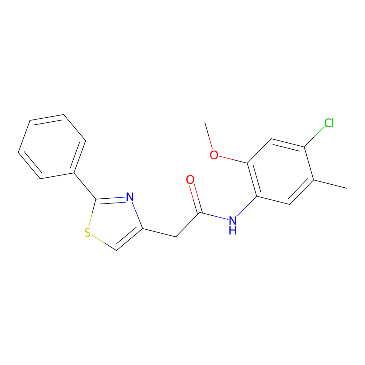 N-(4-chloro-2-methoxy-5-methylphenyl)-2-(2-phenyl-1,3-thiazol-4-yl)acetamide molecular structure, CAS 792964-95-5