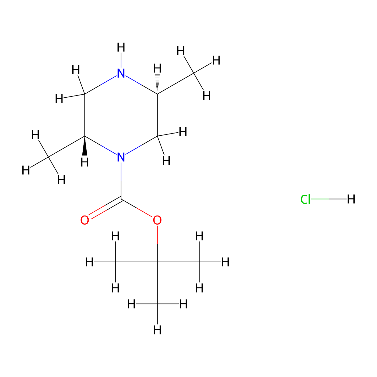 (2R,5S)-1-Boc-2,5-dimethylpiperazine hydrochloride molecular structure, CAS 792969-69-8