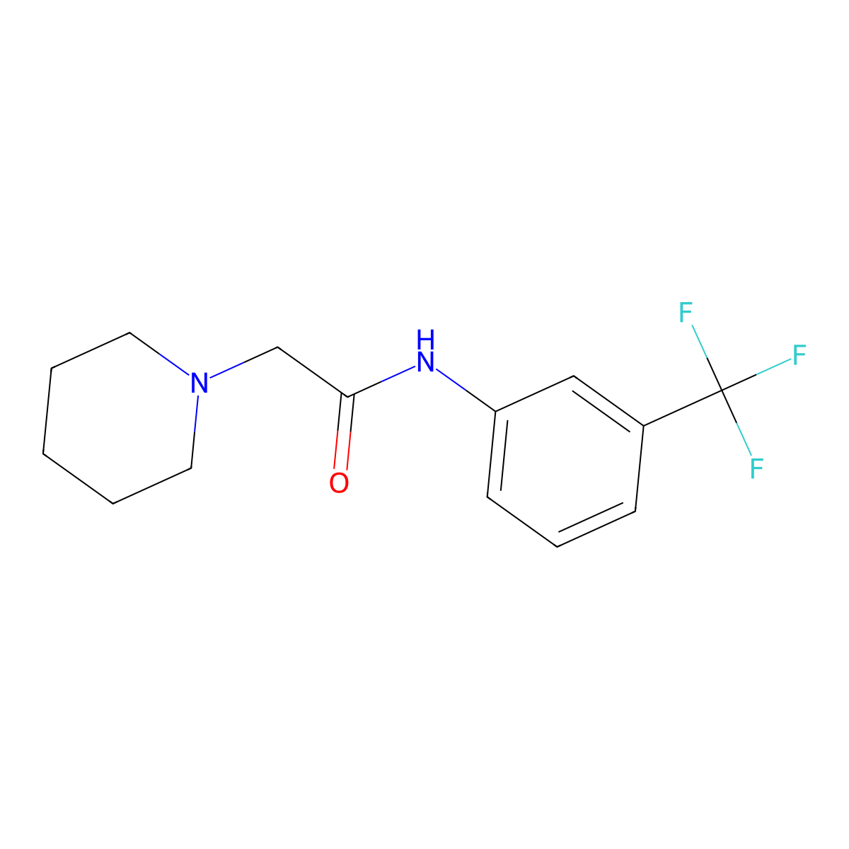 2-piperidin-1-yl-N-[3-(trifluoromethyl)phenyl]acetamide molecular structure, CAS 793-15-7