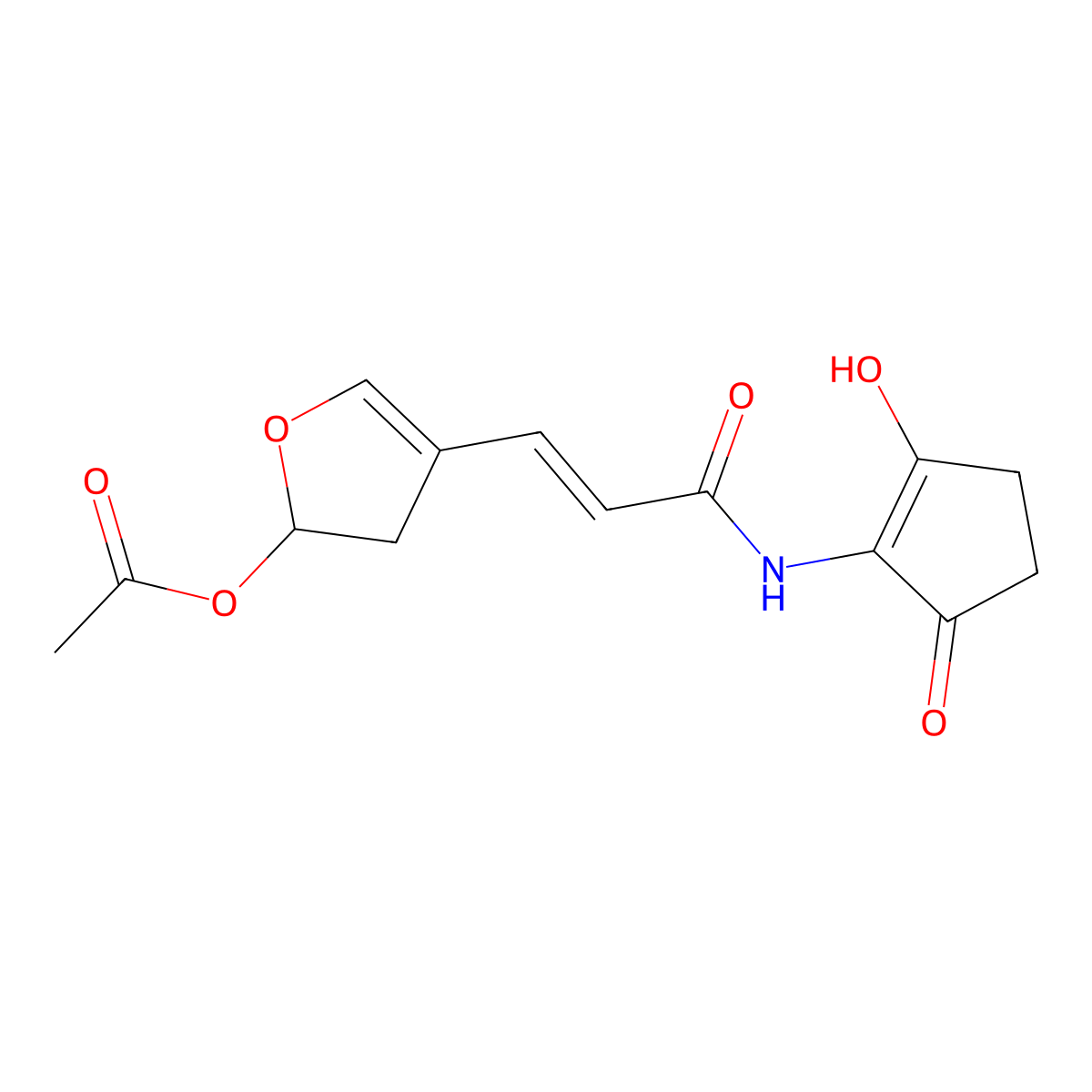 3-[5-(Acetyloxy)-4,5-dihydrofuran-3-yl]-N-(2-hydroxy-5-oxocyclopent-1-en-1-yl)prop-2-enimidic acid molecular structure, CAS 79303-68-7