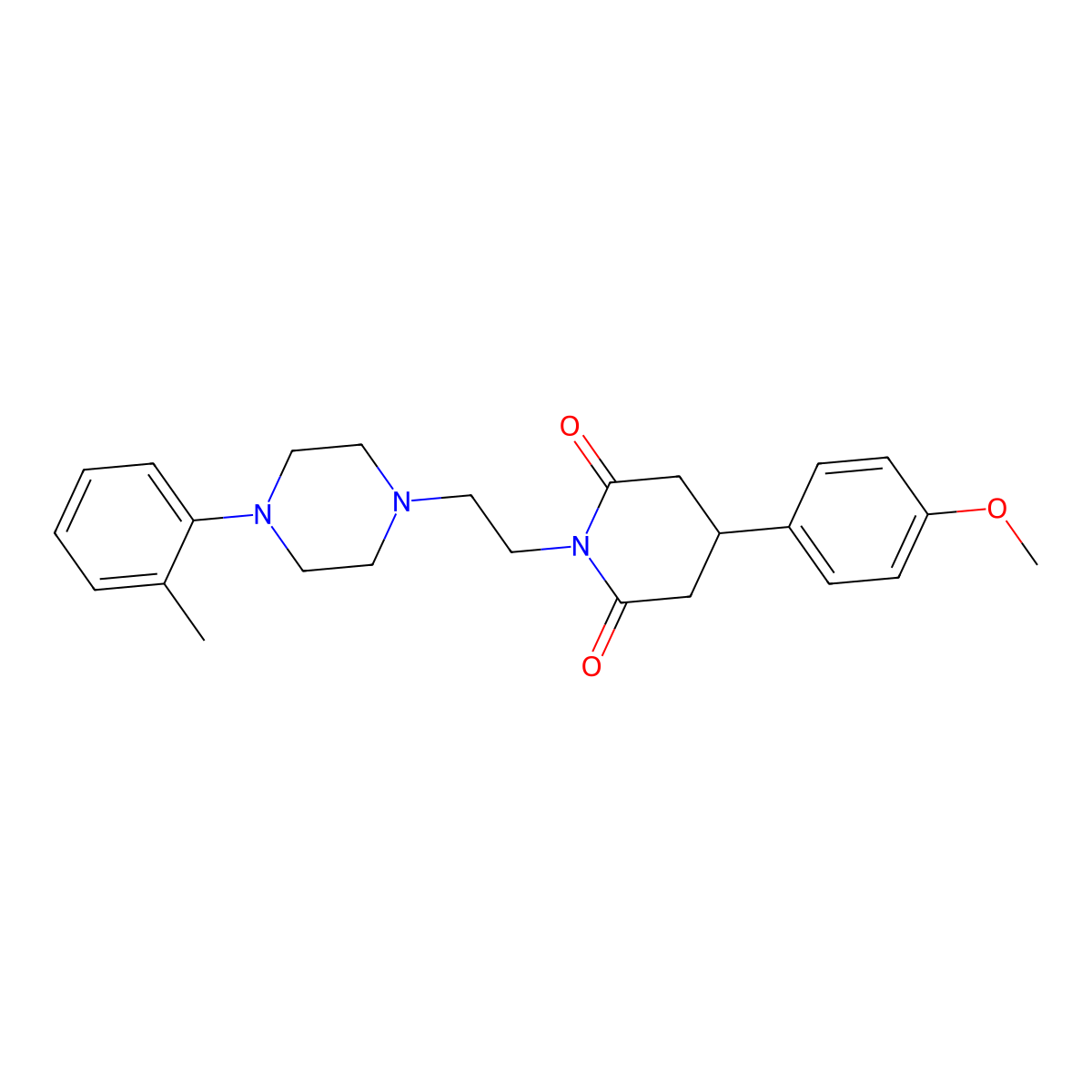 2,6-Piperidinedione, 4-(4-methoxyphenyl)-1-(2-(4-(2-methylphenyl)-1-piperazinyl)ethyl)- molecular structure, CAS 79322-95-5