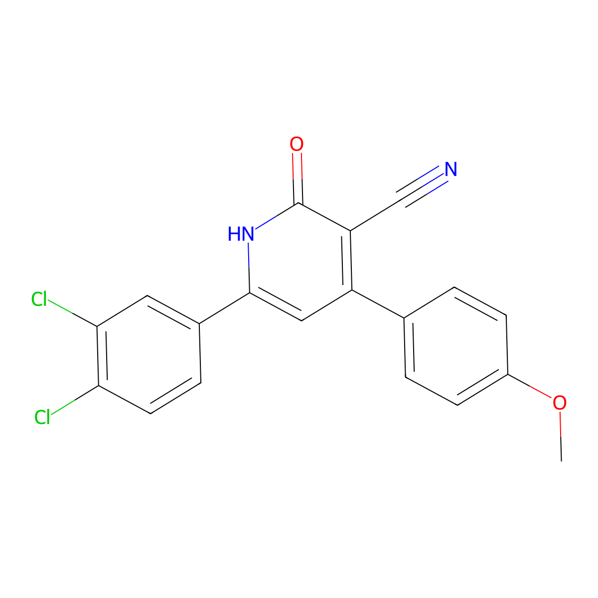 6-(3,4-dichlorophenyl)-4-(4-methoxyphenyl)-2-oxo-1H-pyridine-3-carbonitrile molecular structure, CAS 79325-10-3